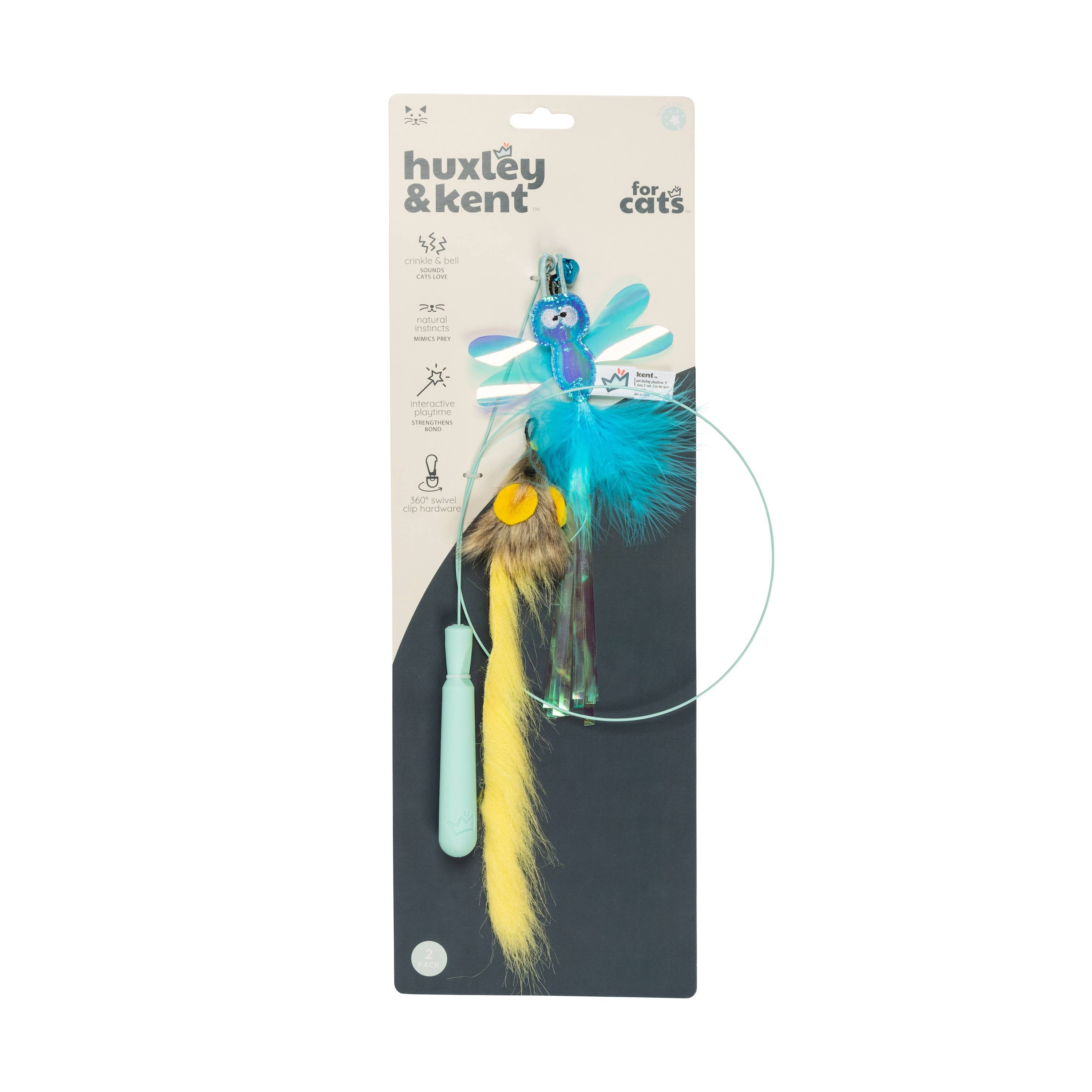 Huxley & Kent - Wire Dragonfly & Mouse Wand Cat Toy: One Size