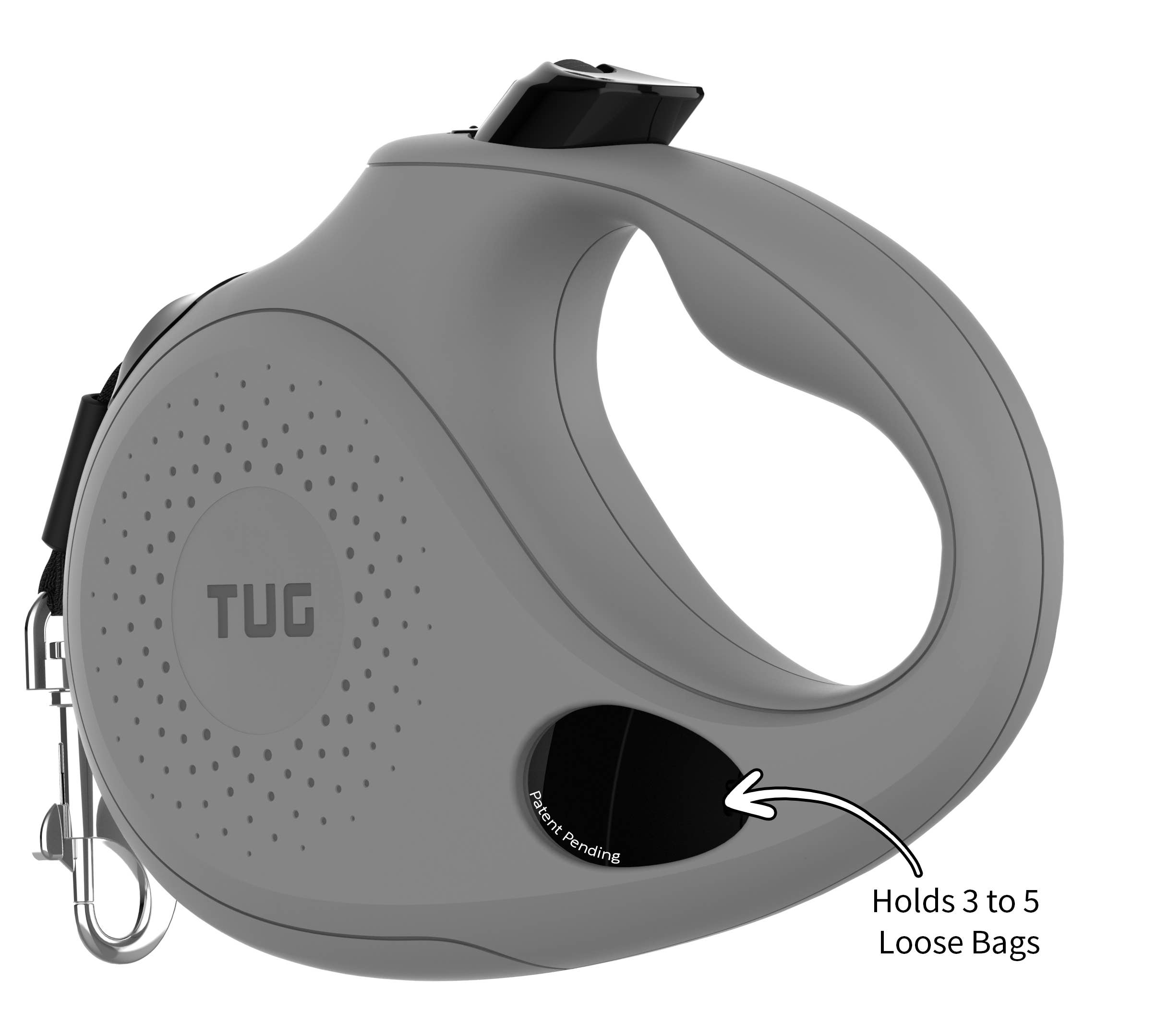 Tug Pet Products - TUG Retractable Dog Leash with Integrated Dispenser: Black / Large