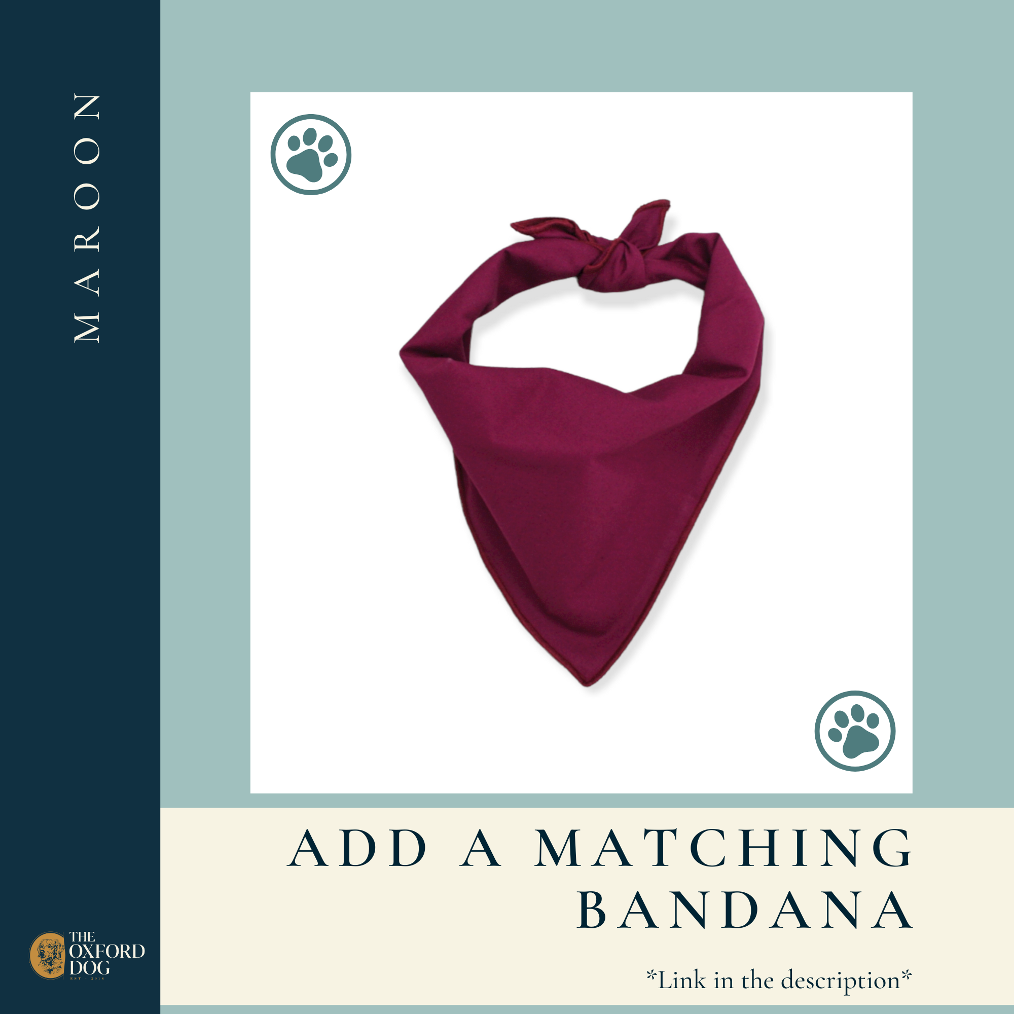 The Oxford Dog - Dog Collar | Girl Dog Collar | Maroon Dog Collar | Oxford: Silver / LARGE