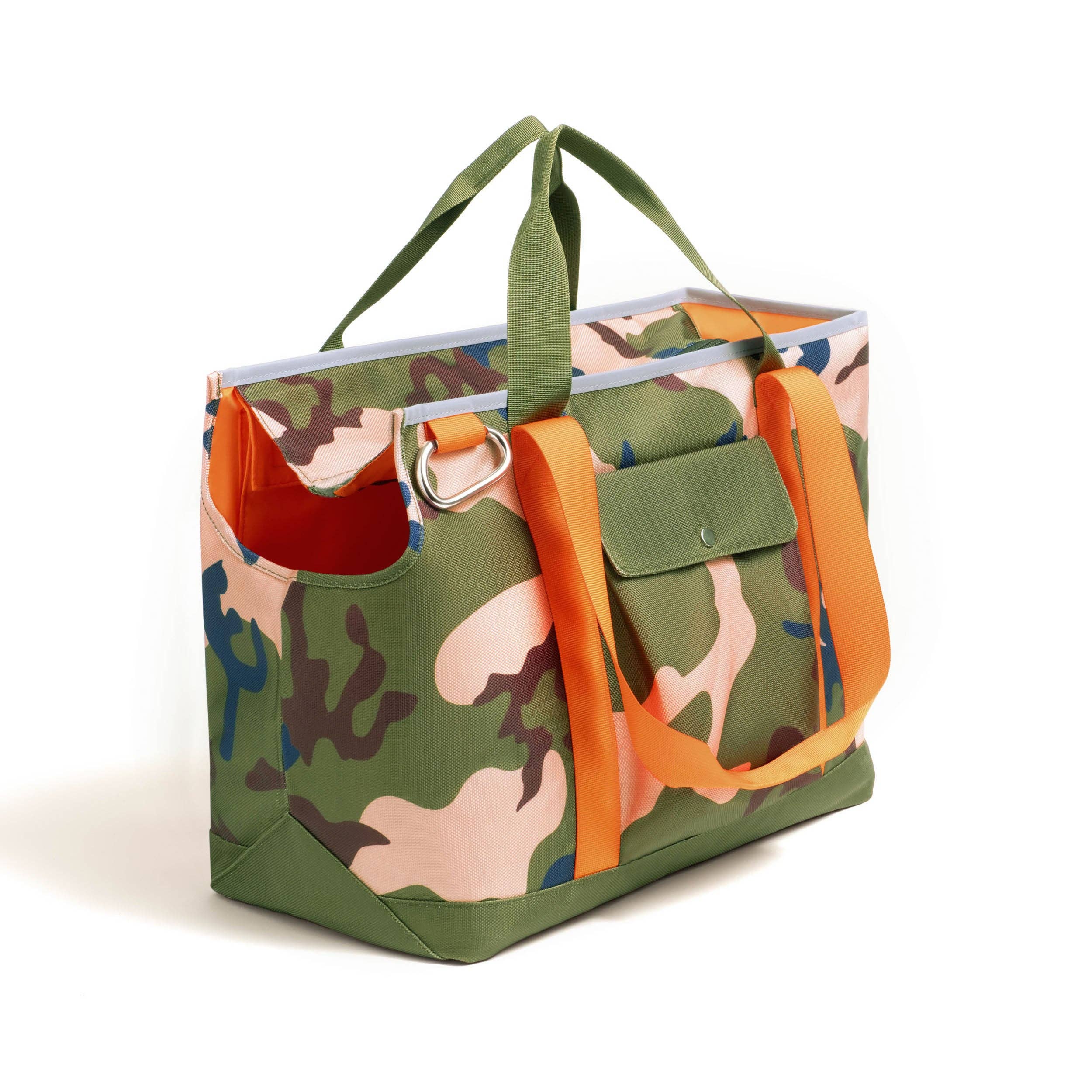 ROVERLUND - OUT-AND-ABOUT PET TOTE PRO EDITION: CAMO / ORANGE / SMALL - UP TO 15LBS