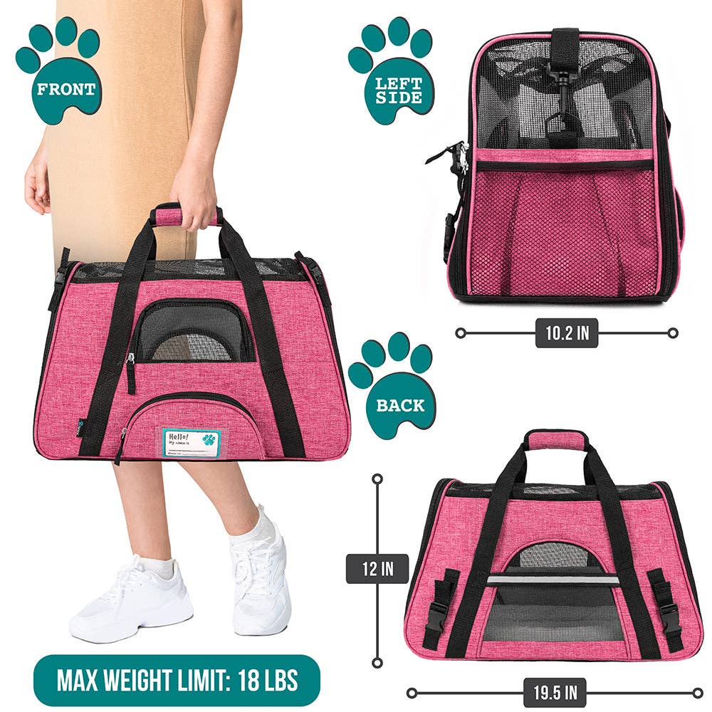 PetAmi - Heather Tote Bag Pet Carrier - Airline Approved: Heather Gray / Small - 17" x 10.2" x 11.2" (LxWxH)