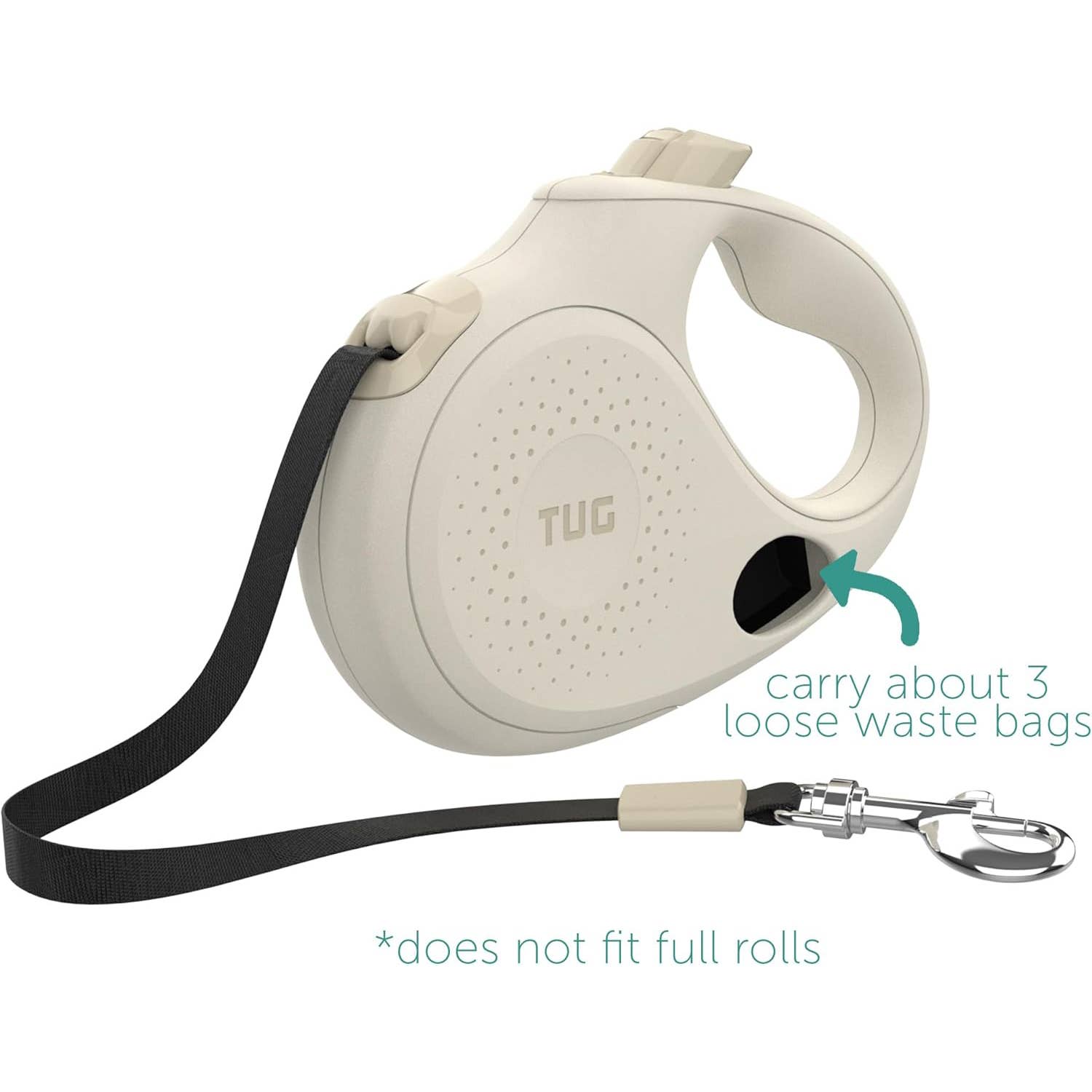 Tug Pet Products - TUG Retractable Dog Leash with Integrated Dispenser: Black / Small
