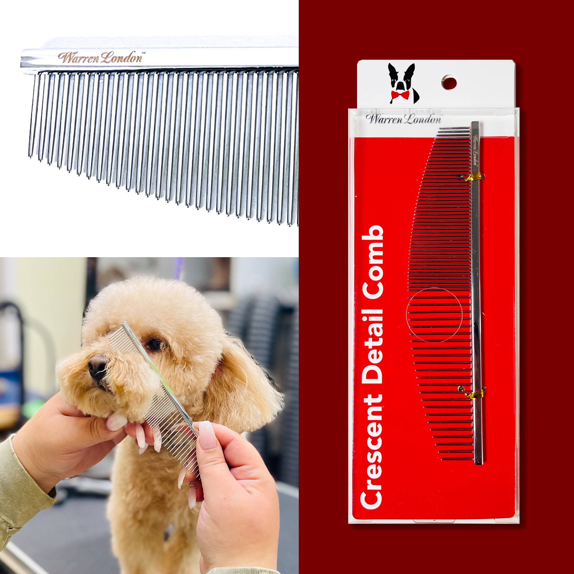 Warren London Grooming Comb - Available in 3 Different Types: Crescent Detail Comb