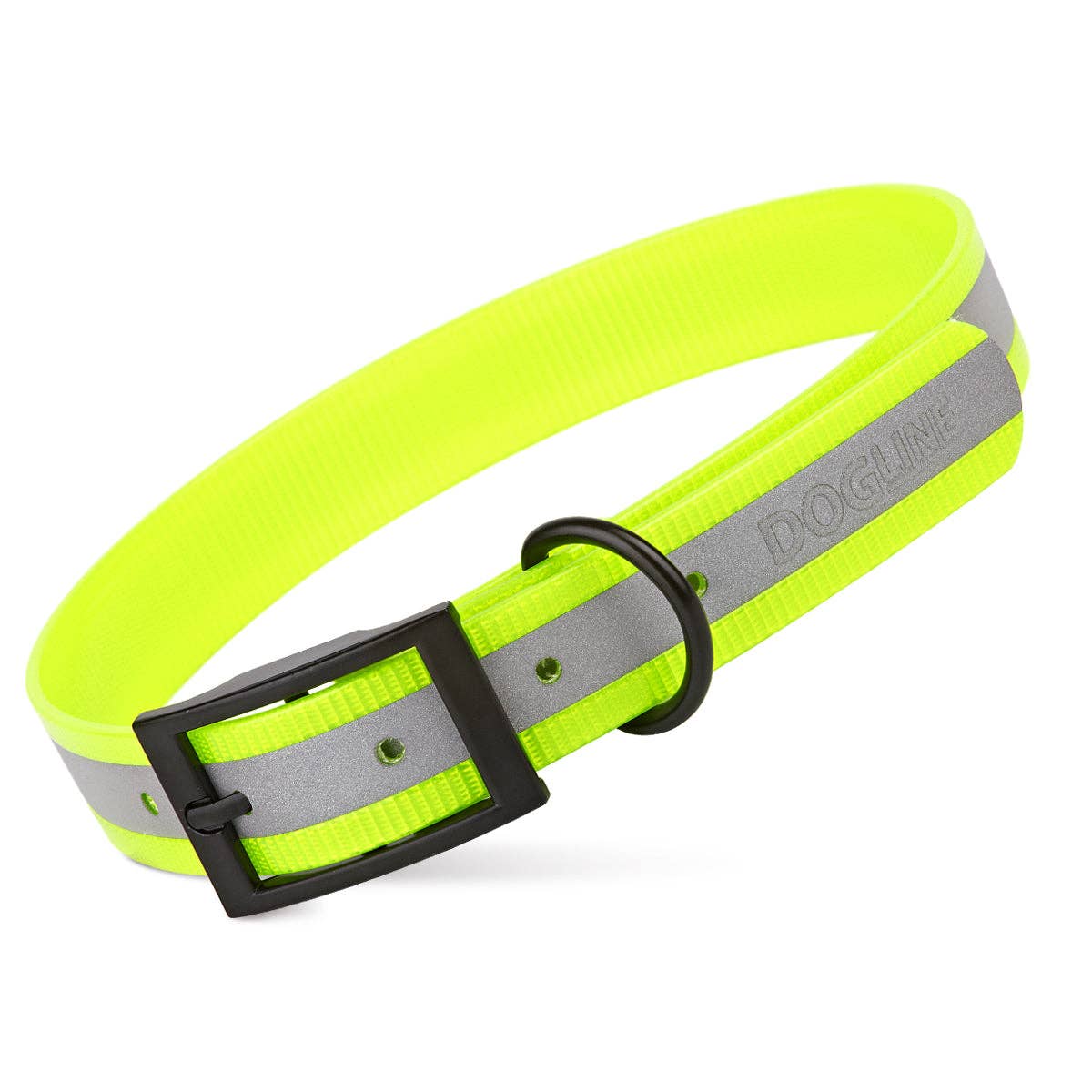 Dogline - Biothane Translucent Reflective Collar: Green / 22"-25" / 1"