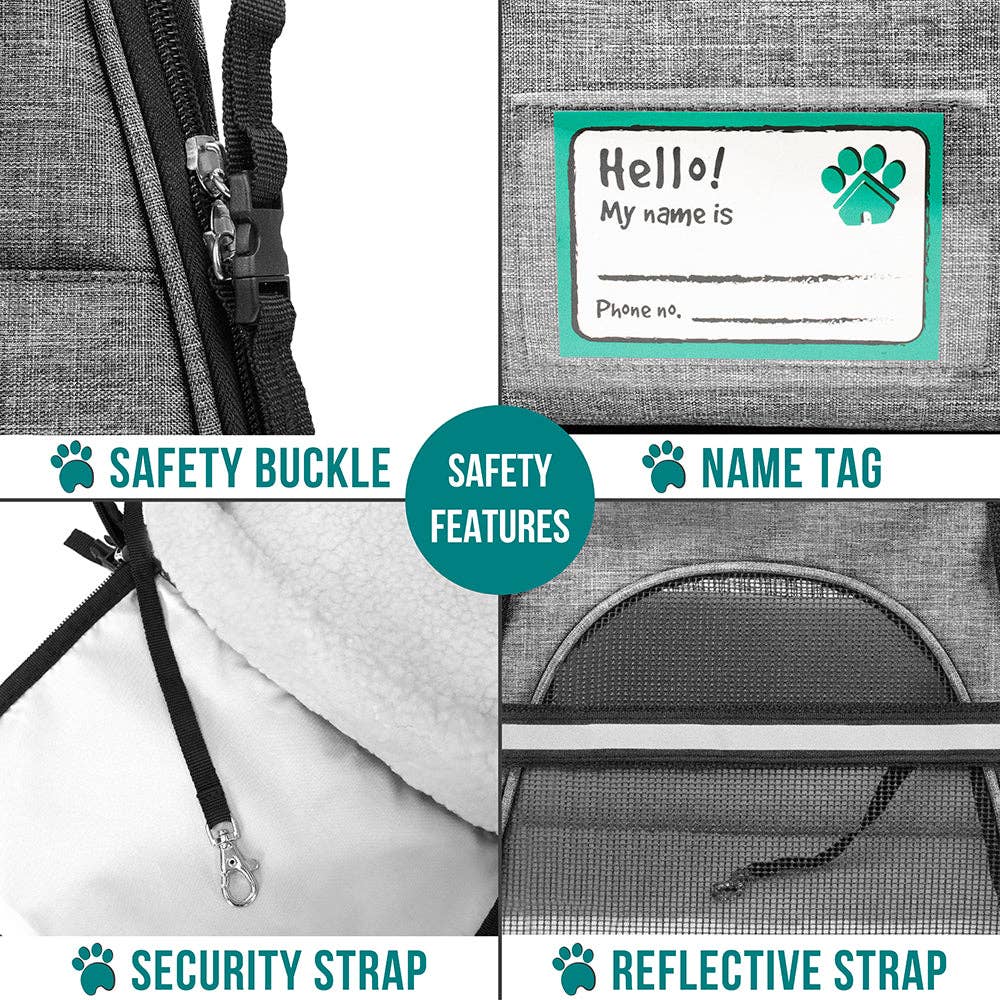 PetAmi - Heather Tote Bag Pet Carrier - Airline Approved: Heather Gray / Small - 17" x 10.2" x 11.2" (LxWxH)