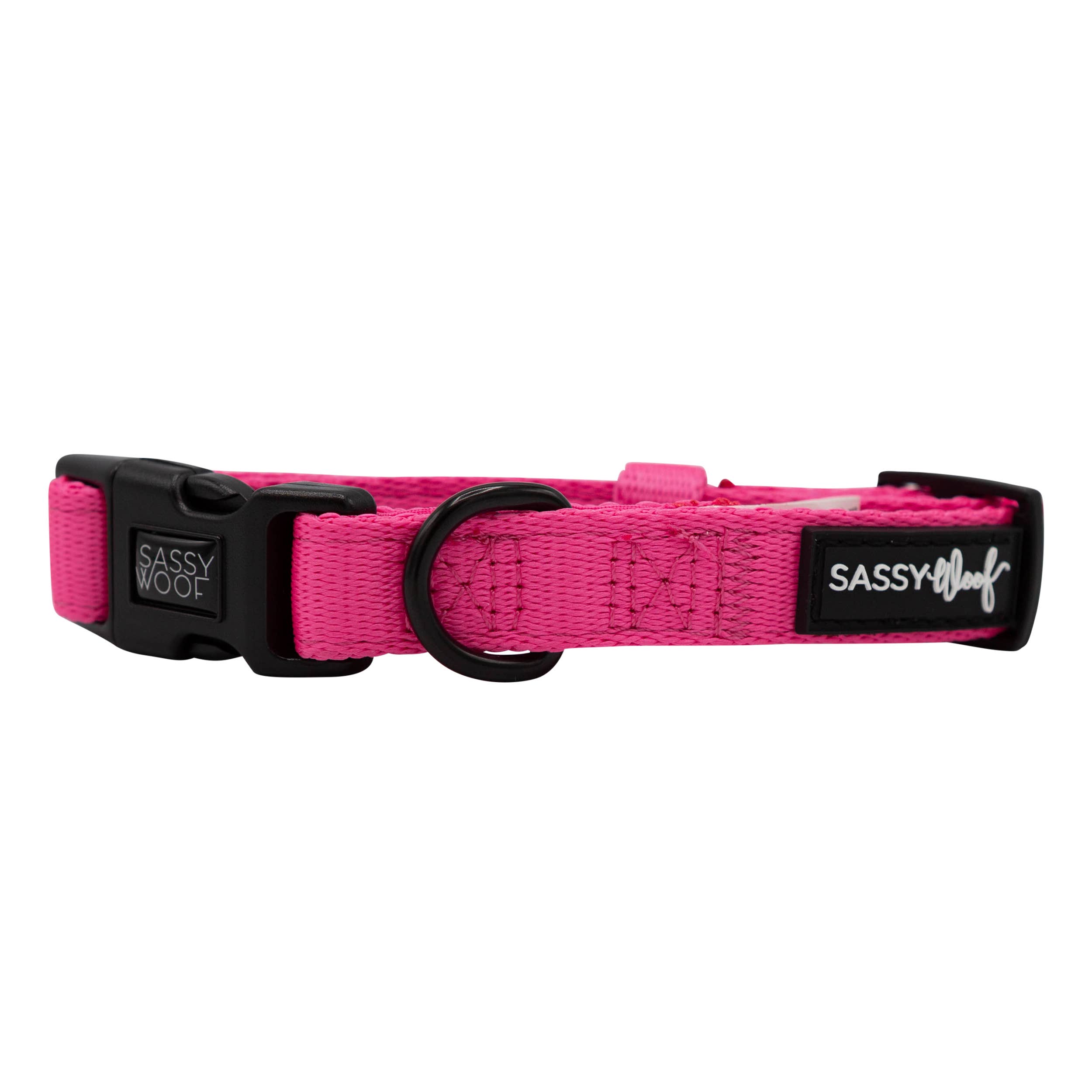 SASSY WOOF - Dog Collar - Neon Pink: L