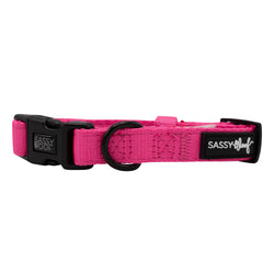 SASSY WOOF - Dog Collar - Neon Pink: M