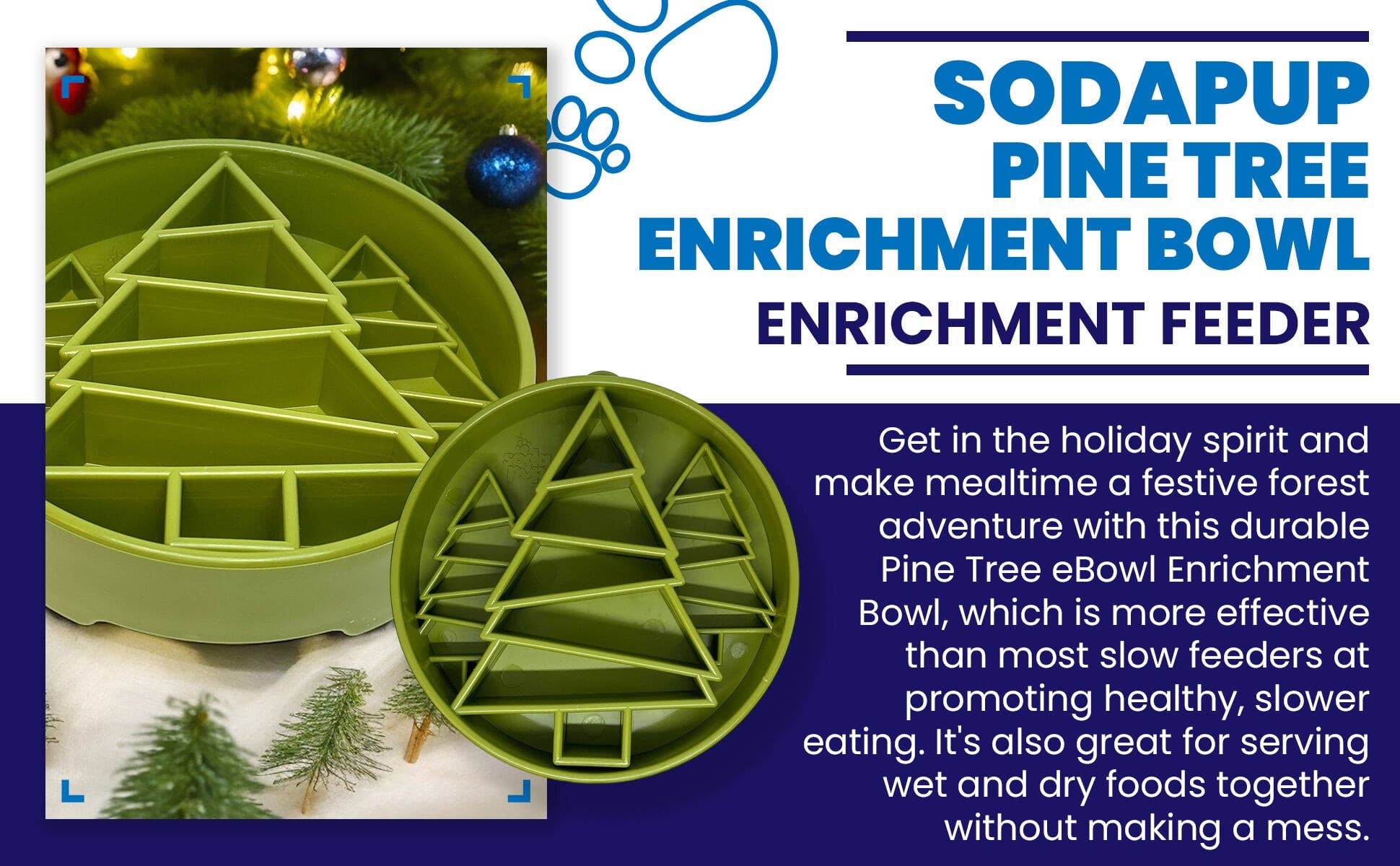 SodaPup Dog Toys - Pine Tree Design eBowl Enrichment Slow Feeder Bowl for Dogs: Trees ebowl - Green