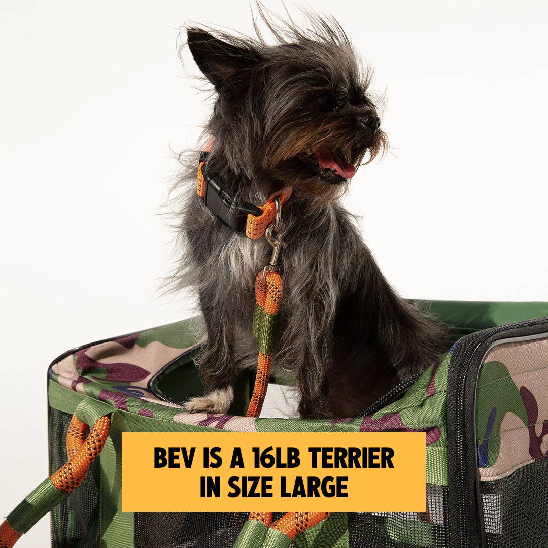 ROVERLUND - OUT-OF-OFFICE PET CARRIER PRO EDITION: CAMO / ORANGE / SMALL - UP TO 15LBS