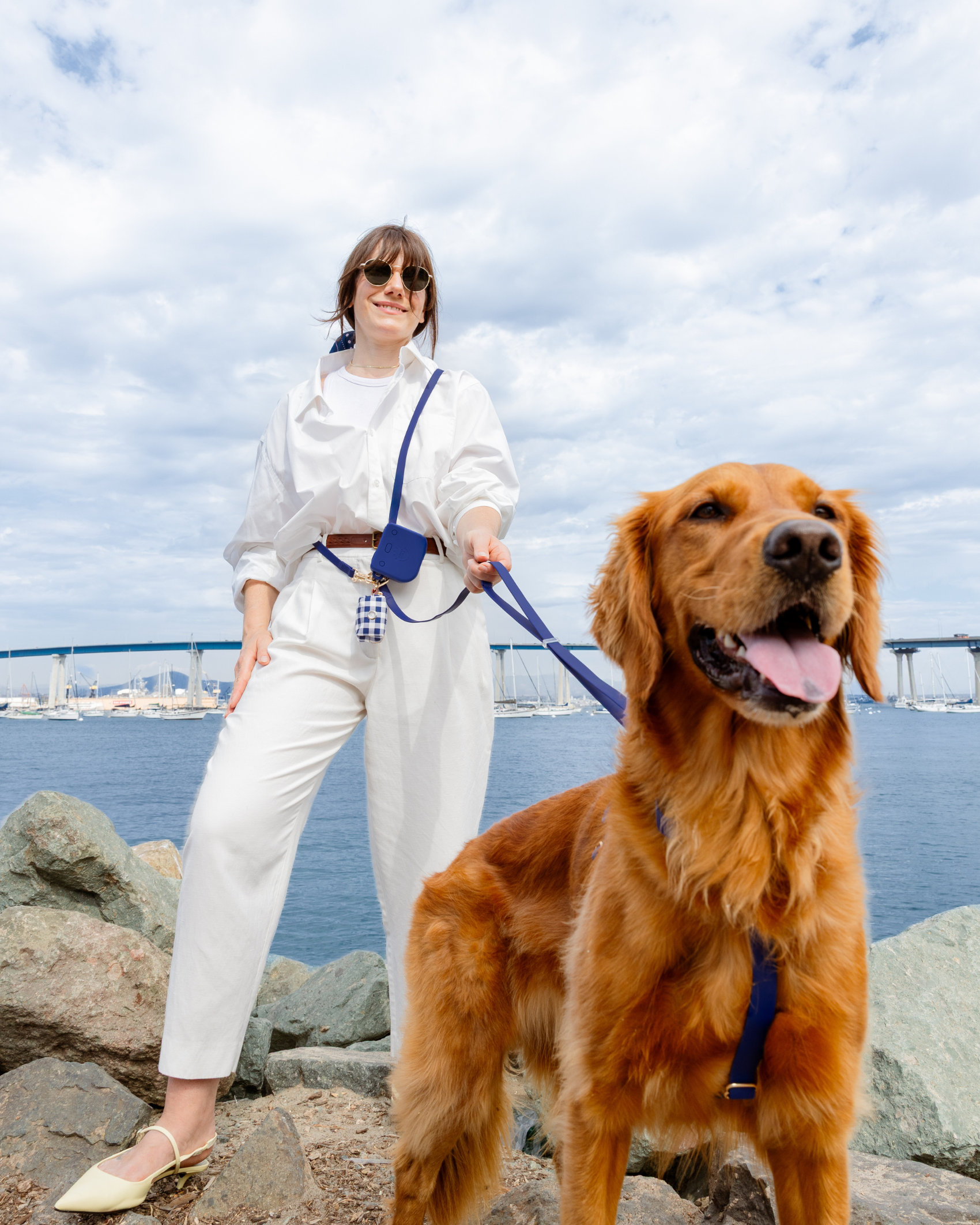 SUNNY TAILS - Signature Navy Snap Dog Treat Pouch