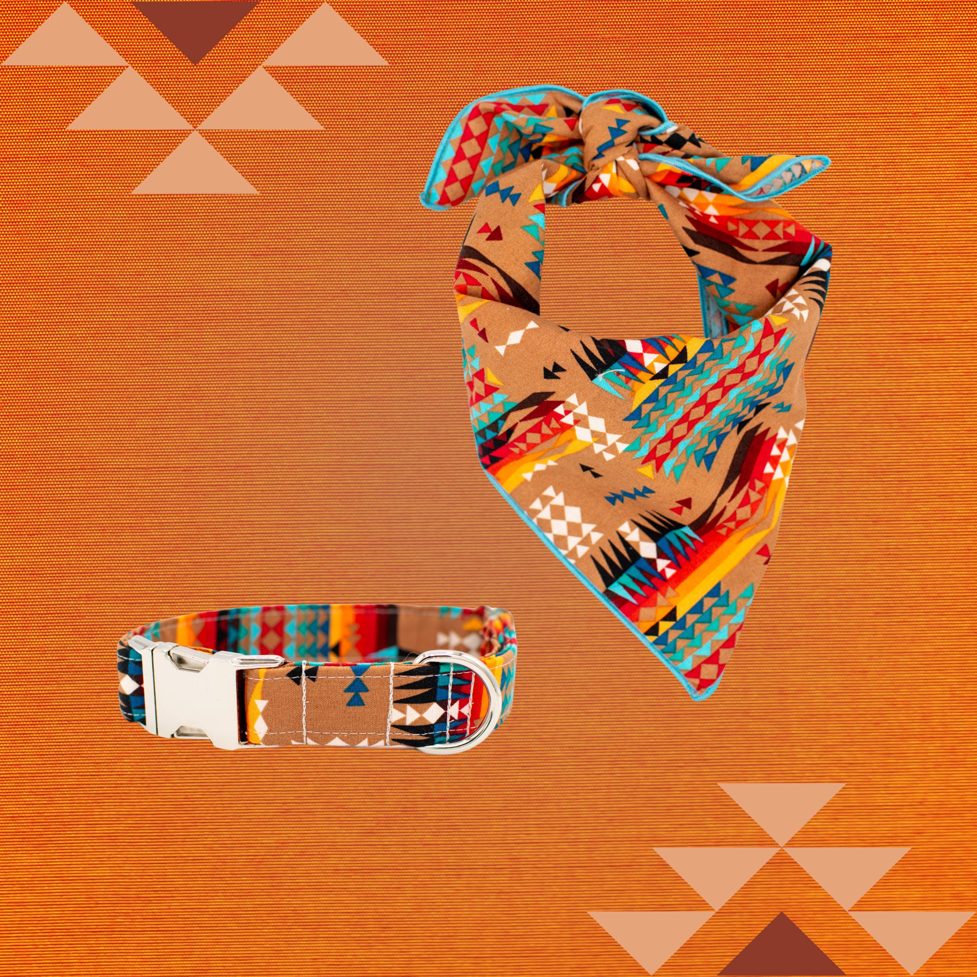 The Oxford Dog - Southwest Desert Dog Collar handmade by The Oxford Dog: Black Plastic / LARGE