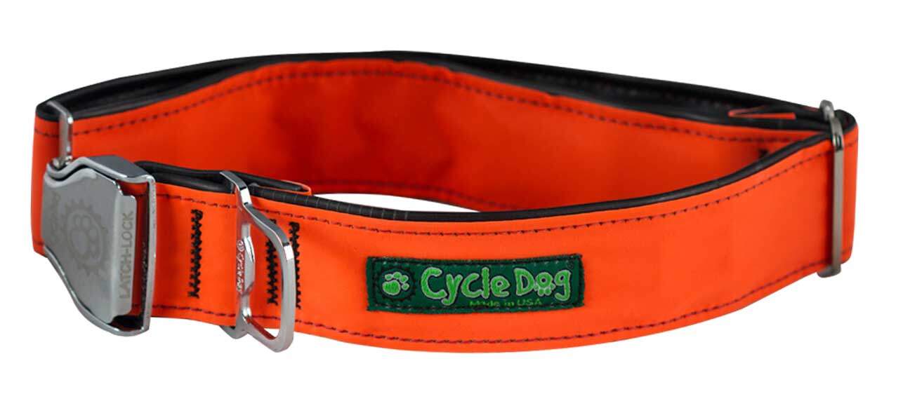 Cycle Dog - Orange MAX Reflective Dog Collar: Latch-Lock Metal Buckle / Large / Standard