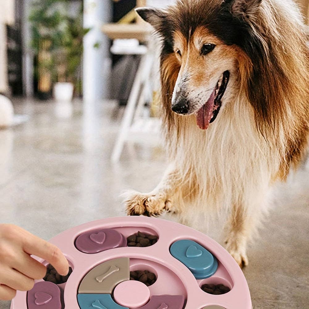 YIKELEATHER - Dog Slow Feeding Training Plate, Dog Food Hiding Bowl, Intelligence Puzzle, Dog Intellectual Toy Puzzle Reliever, Interactive Intellectual Feeding Toy: Pink