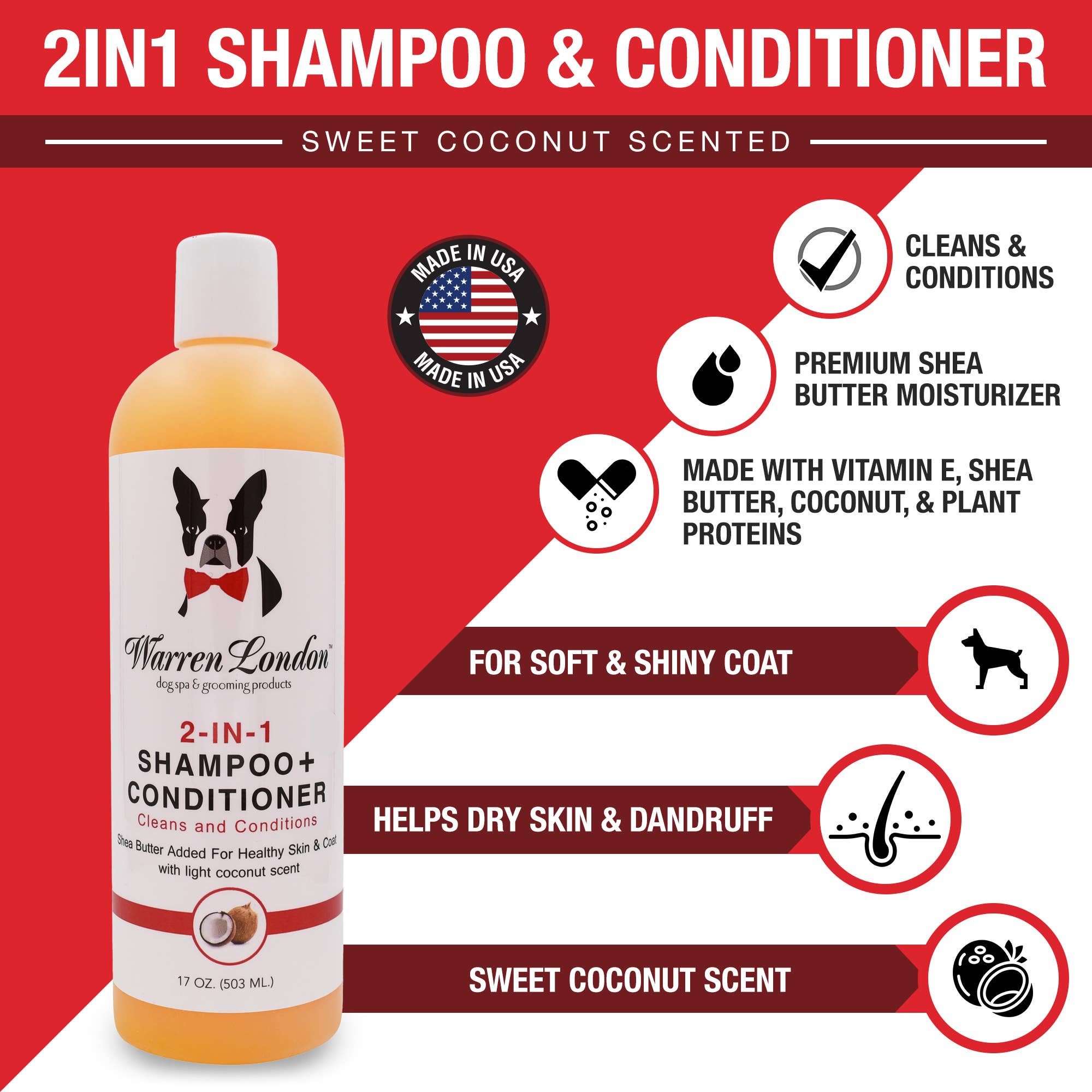 Warren London Dog Products - Shampoo: 2in1 plus Conditioner - 2 Sizes: 17oz