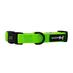 SASSY WOOF - Dog Collar - Neon Green: S