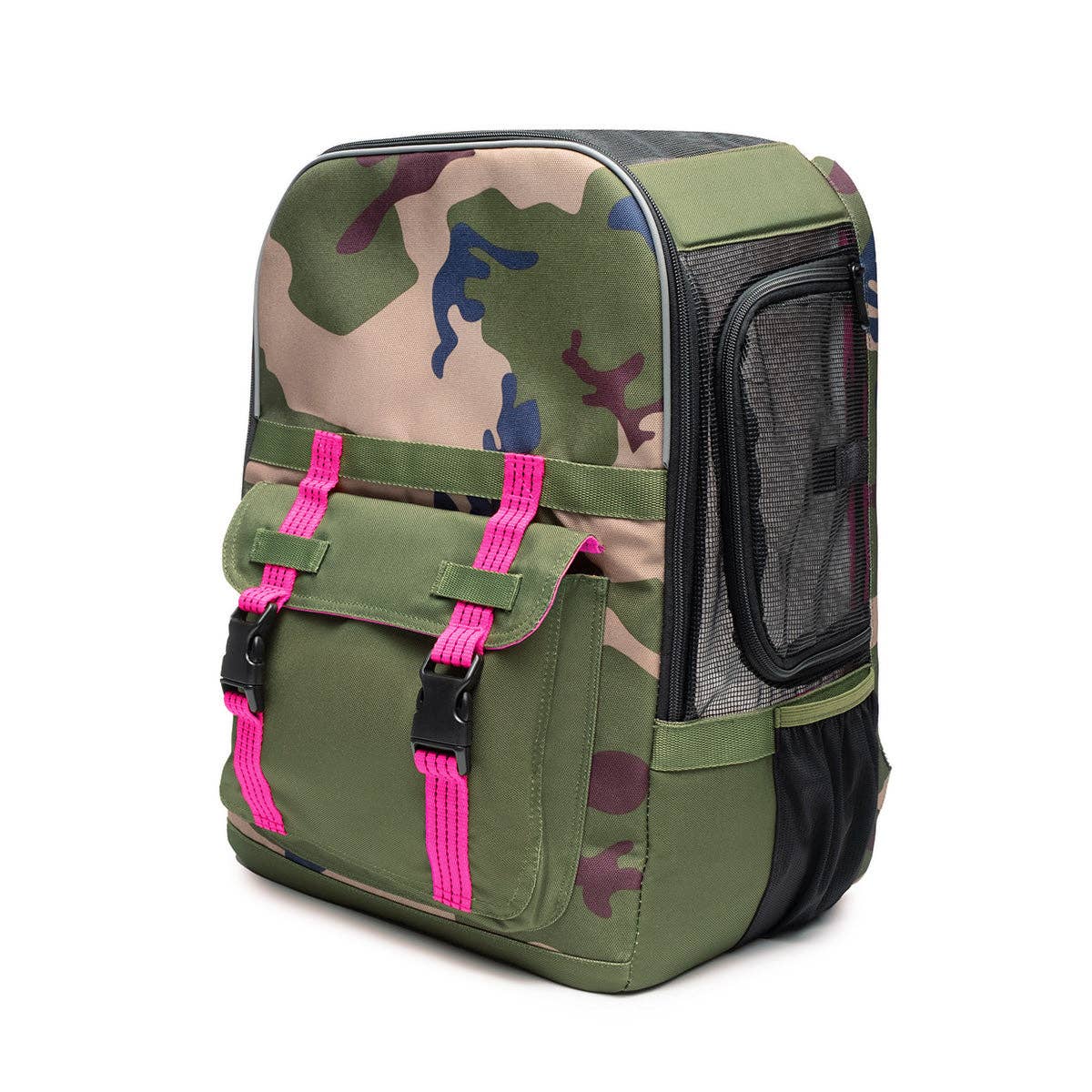 ROVERLUND - READY-FOR-ADVENTURE PET BACKPACK: CAMO / ORANGE - UP TO 25LBS