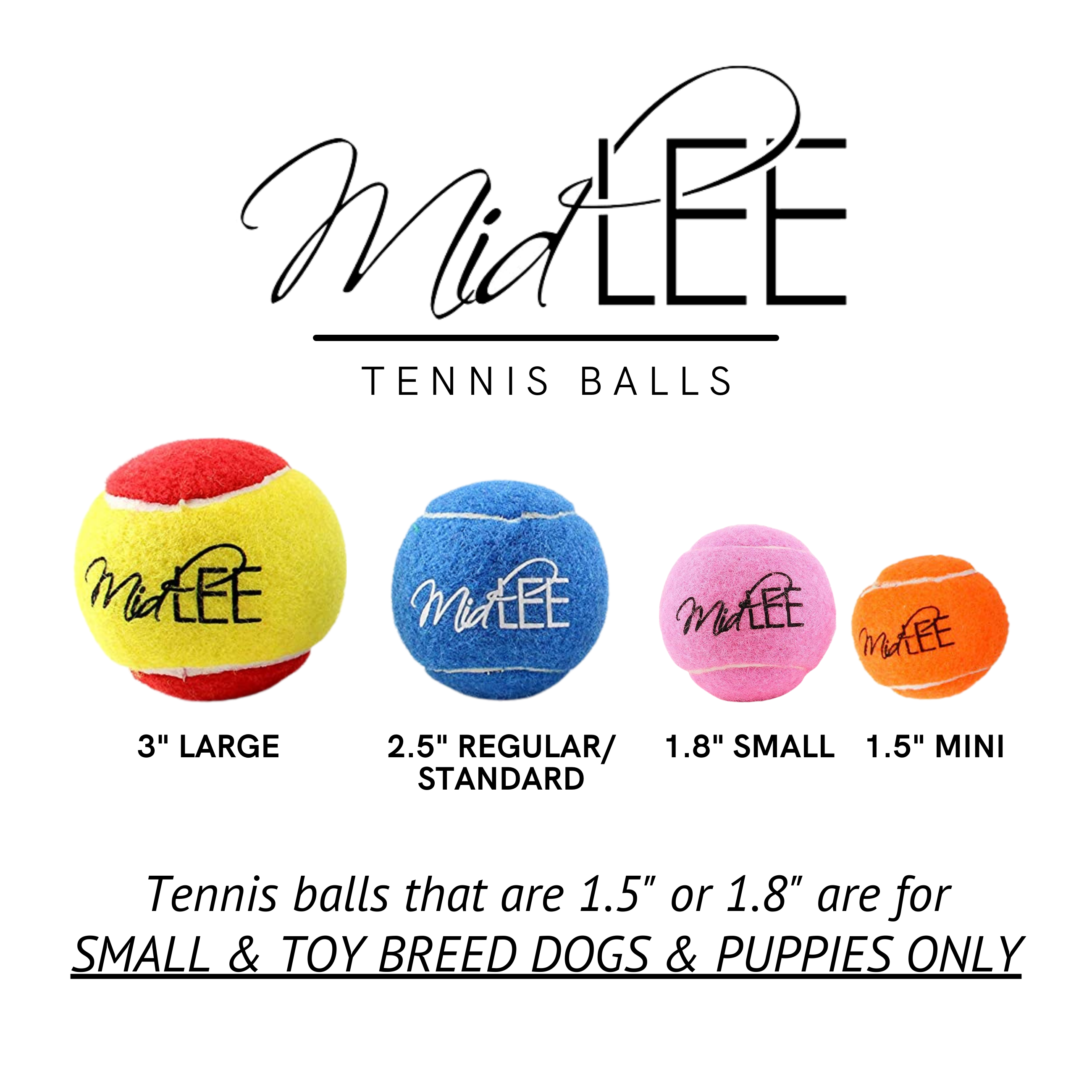 Midlee Designs - Midlee Candy Cane Dog Tennis Balls 1.5" w/ Squeaker-6pk