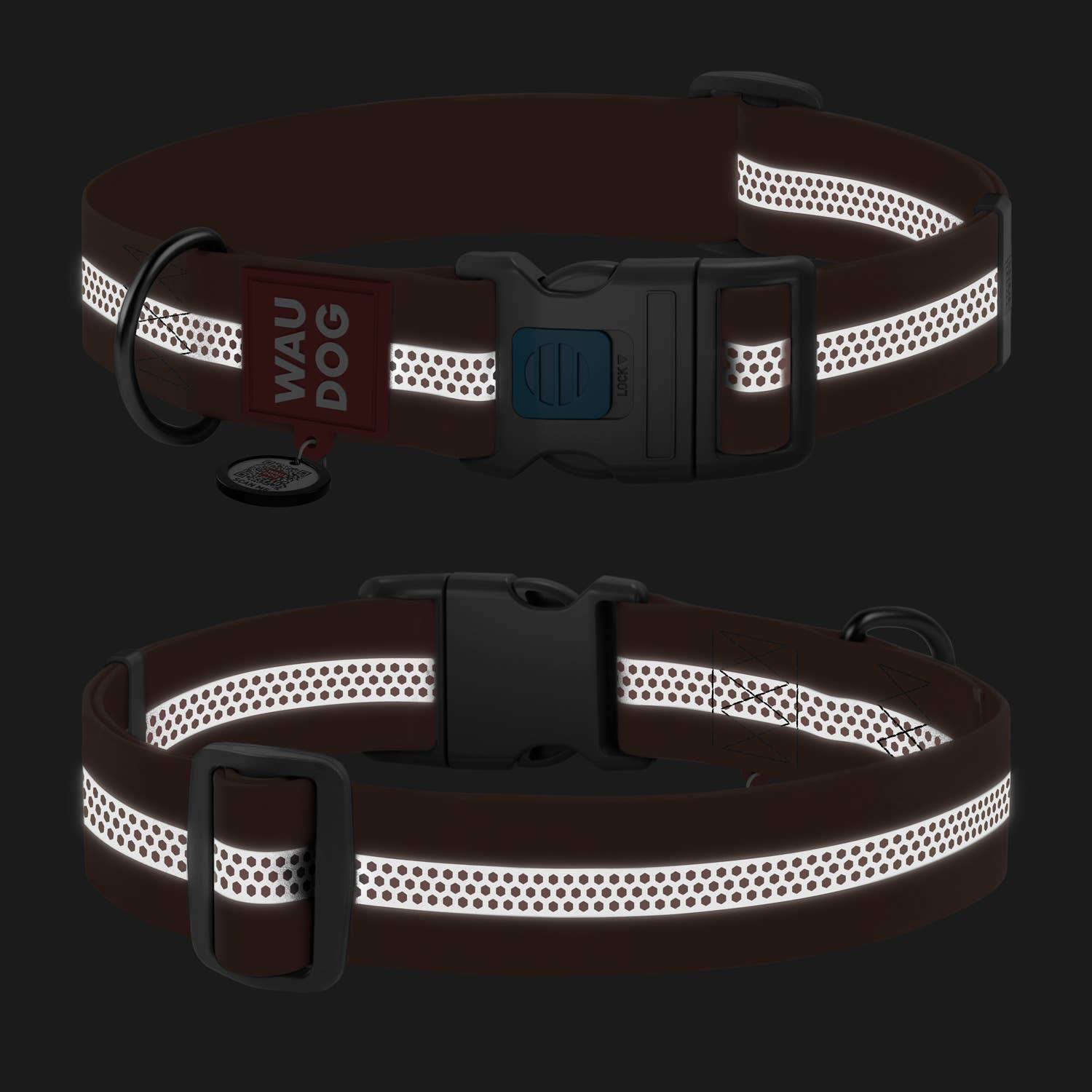 WAUDOG - Collar WAUDOG Waterproof reflective: L / Gray / plastic buckle-fastex