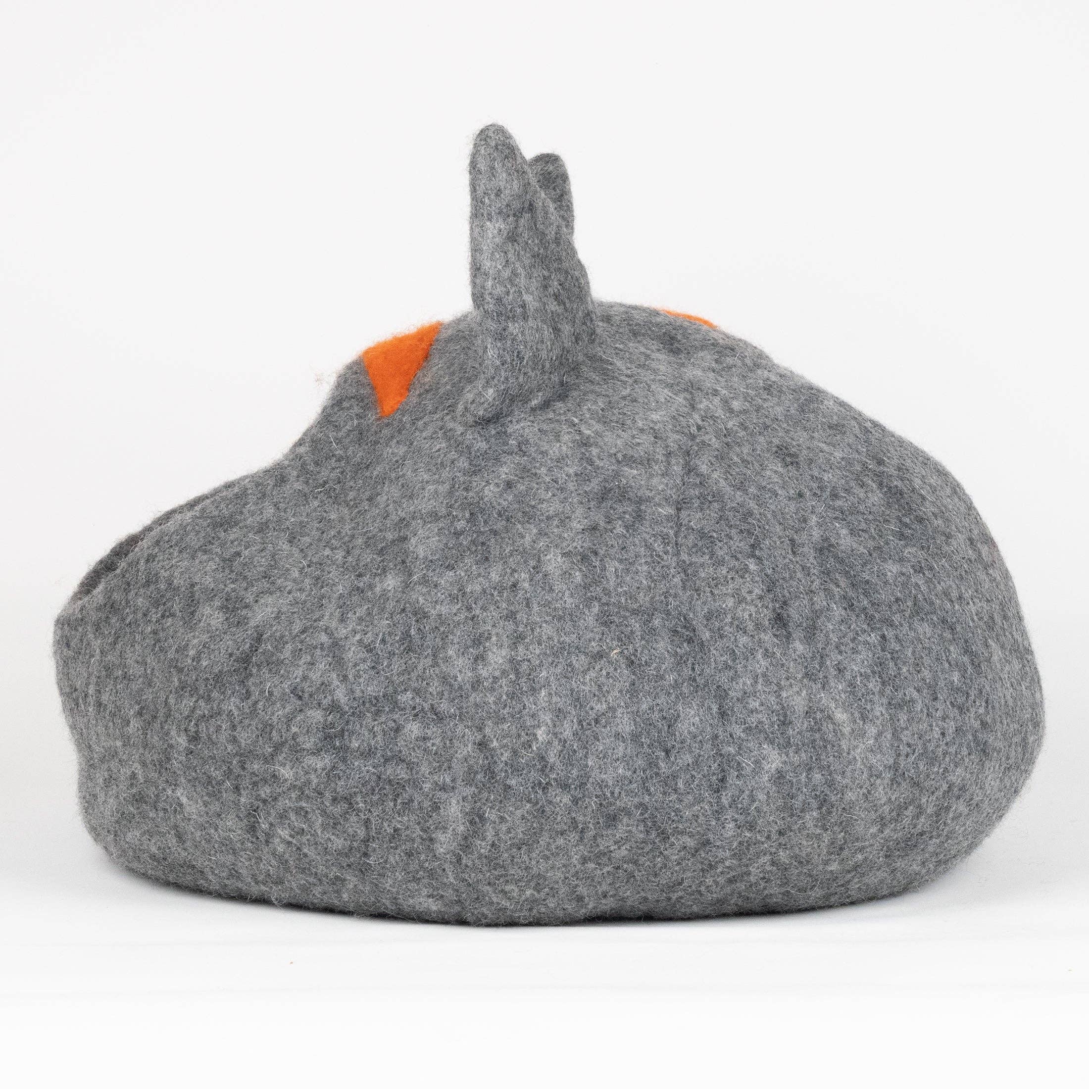 Felt Cat Cave Natural Felt Wool Cat Bed - Ears & Bolt: Dark Gray