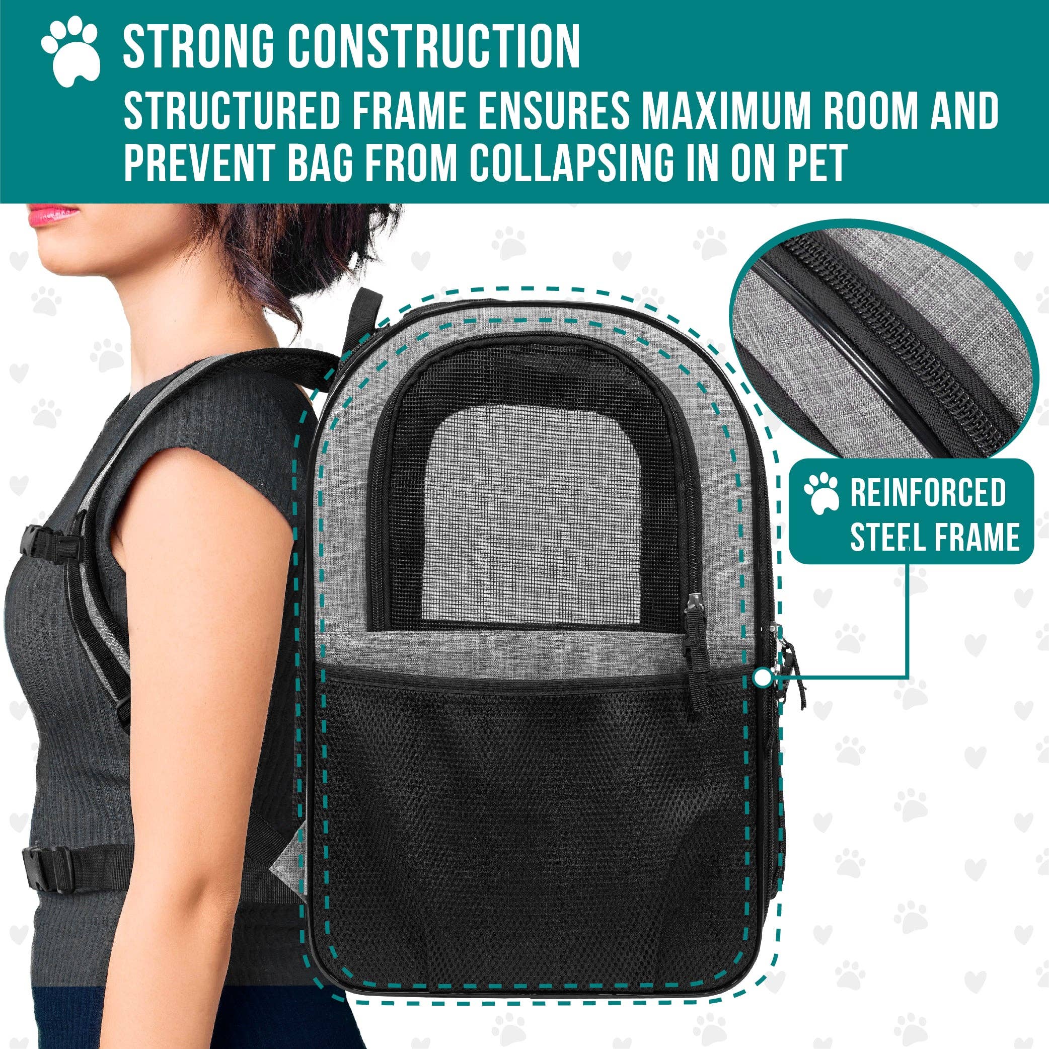 PetAmi - Ultimate 4 Way Entry Pet Carrier Backpack: Black / One Size - 14.5" x 11.5" x 18" (LxWxH)