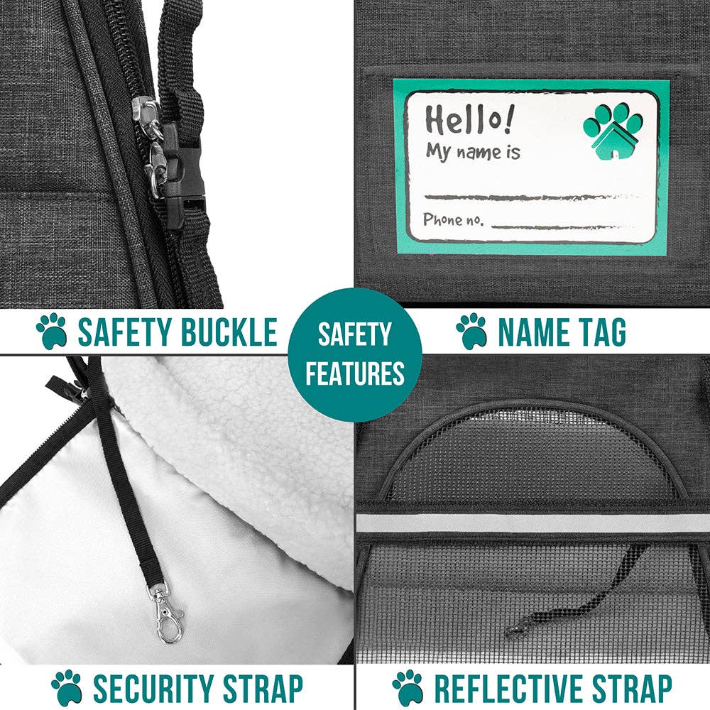 PetAmi - Heather Tote Bag Pet Carrier - Airline Approved: Heather Charcoal / Large - 19.5" x 10.2" x 12" (LxWxH)