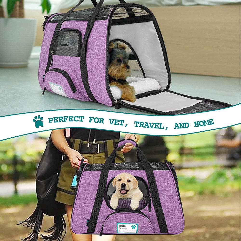 PetAmi - Heather Tote Bag Pet Carrier - Airline Approved: Heather Charcoal / Large - 19.5" x 10.2" x 12" (LxWxH)