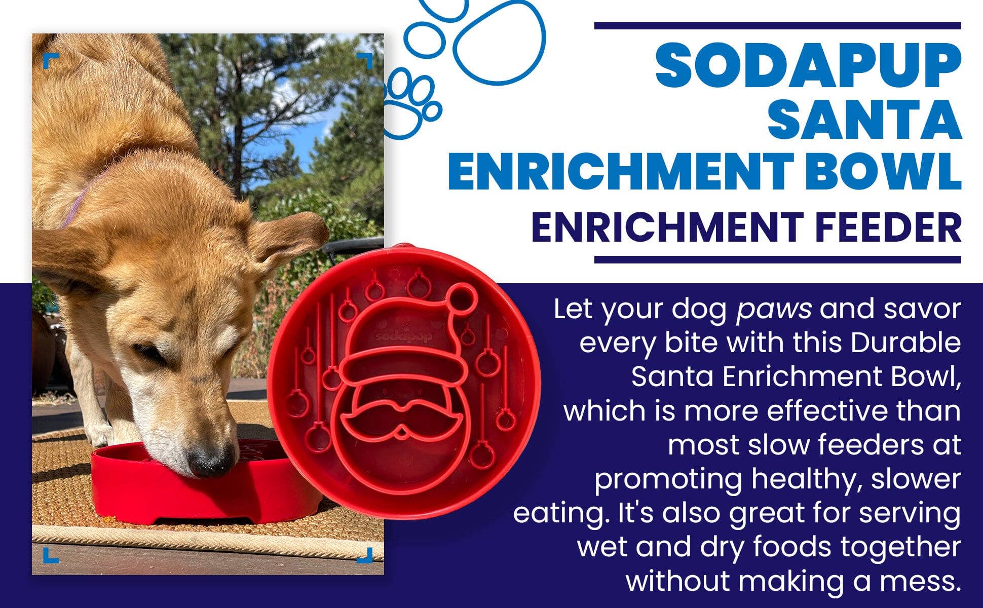 SodaPup Dog Toys - Santa Design eBowl Enrichment Slow Feeder Bowl for Dogs: Santa eBowl - red