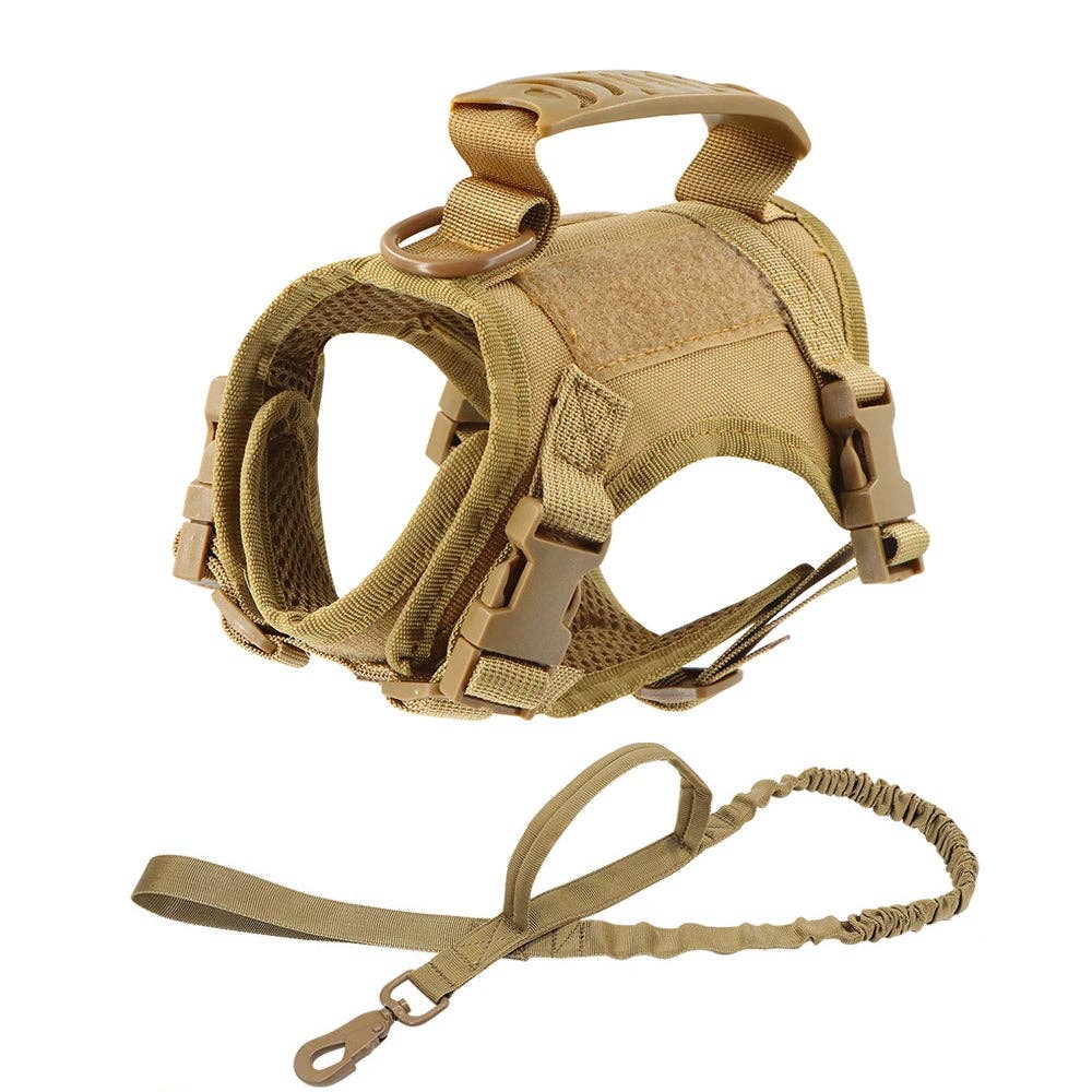 YIKELEATHER - Tactical Cat Harness For Walking Escape Proof Adjustable Pet Vest Harness Soft Mesh With Control Handle For Large Cat Small Dog: Brown harness