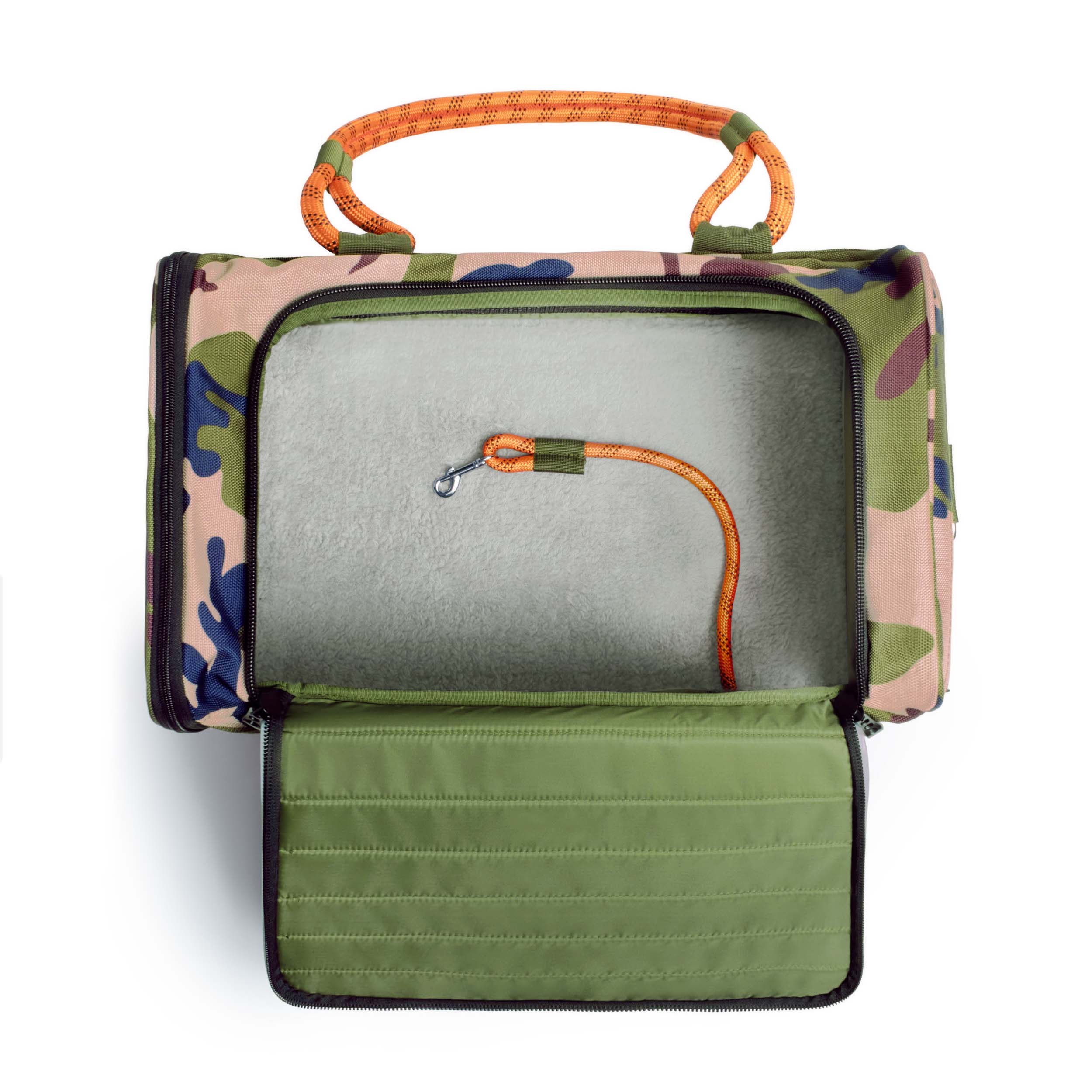 ROVERLUND - OUT-OF-OFFICE PET CARRIER PRO EDITION: CAMO / ORANGE / SMALL - UP TO 15LBS