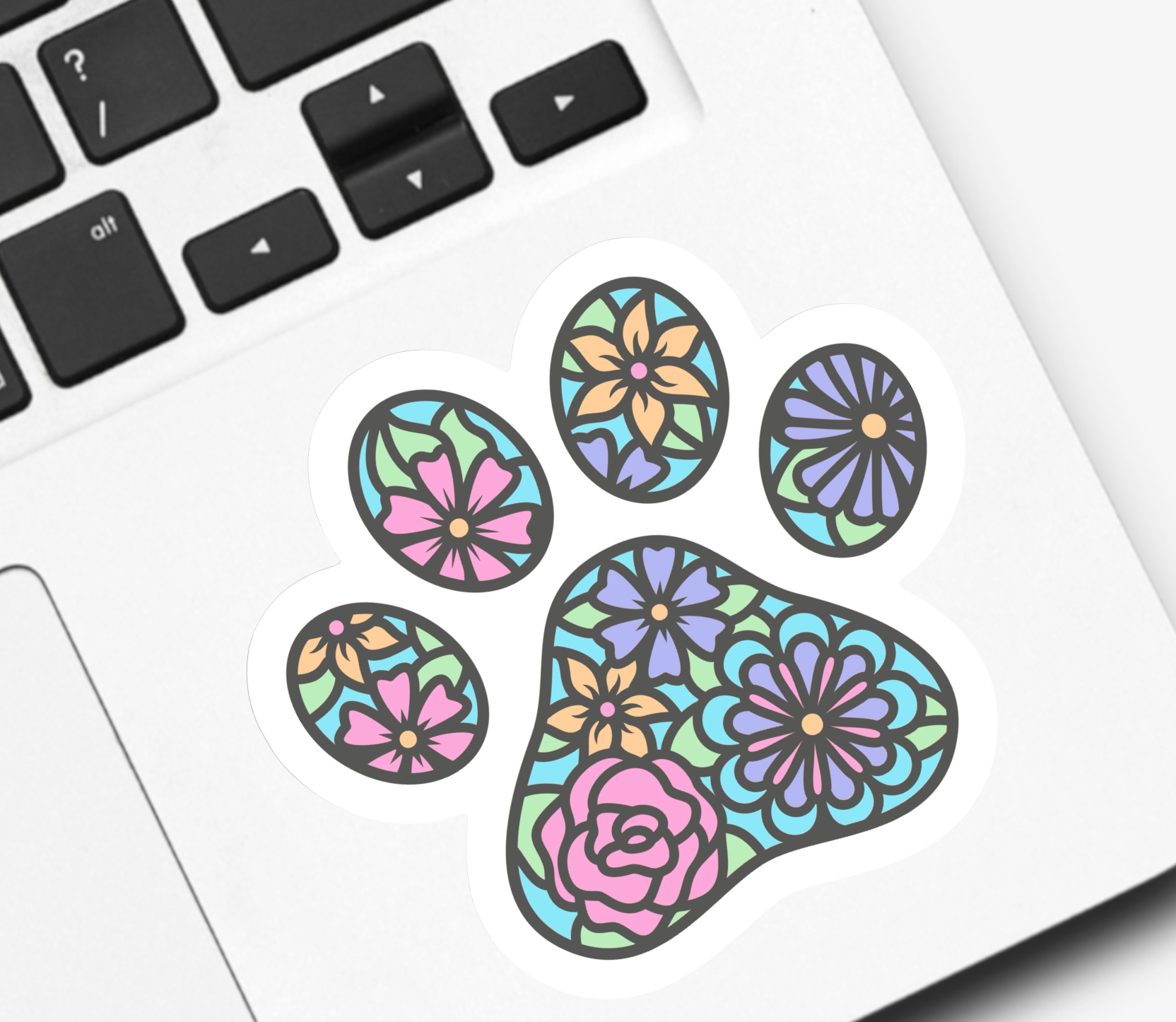 Dog Paw Floral Sticker