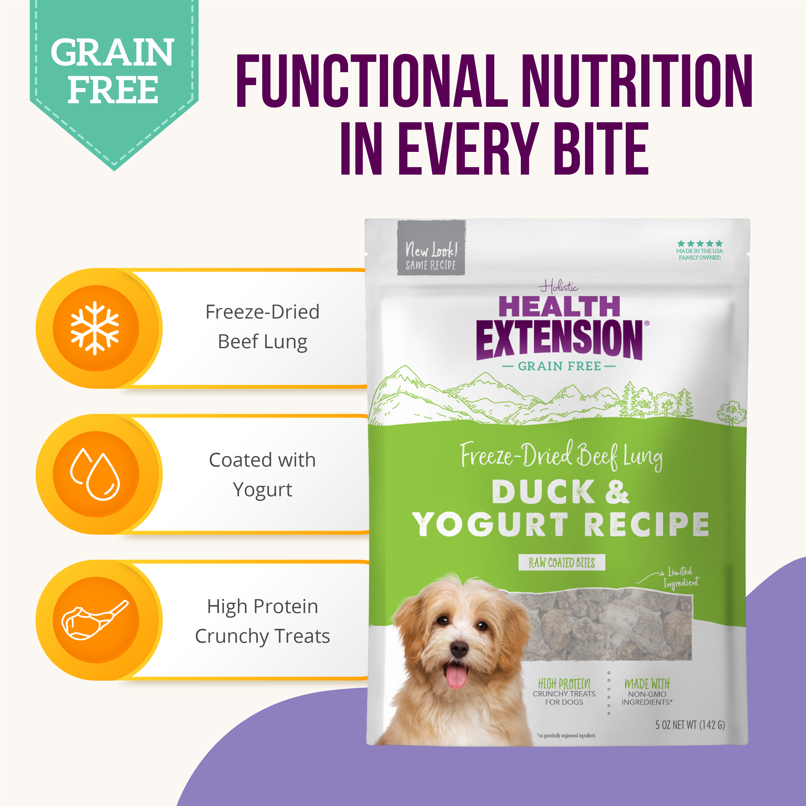 Health Extension Pet Care - Freeze Dried Duck & Yogurt Bully Puffs: 5-ounces