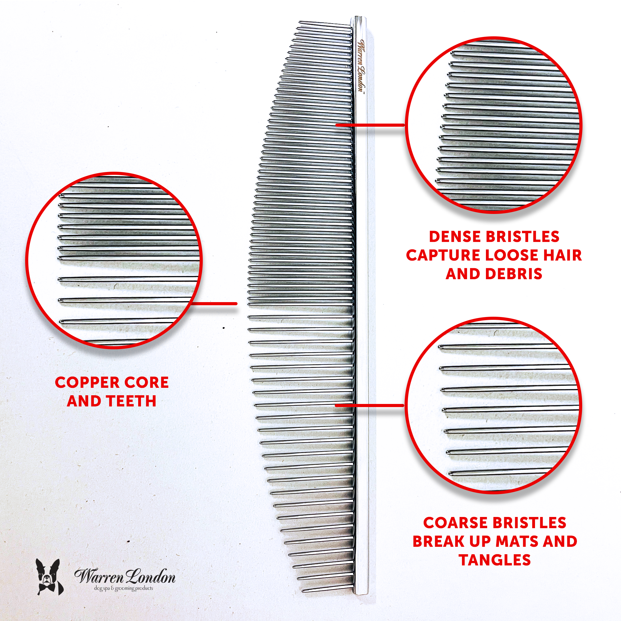 Warren London Grooming Comb - Available in 3 Different Types: Groomers Everyday Comb