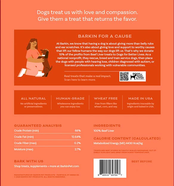 BARKIN - FREEZE DRIED BEEF LIVER SINGLE INGREDIENT DOG TREATS