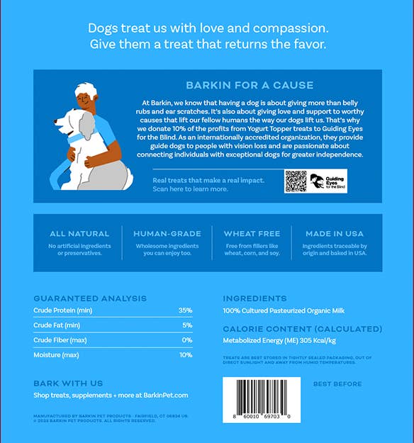 BARKIN - ORGANIC YOGURT CRUMBLE - FOOD + SUPPLEMENT TOPPER FOR DOGS