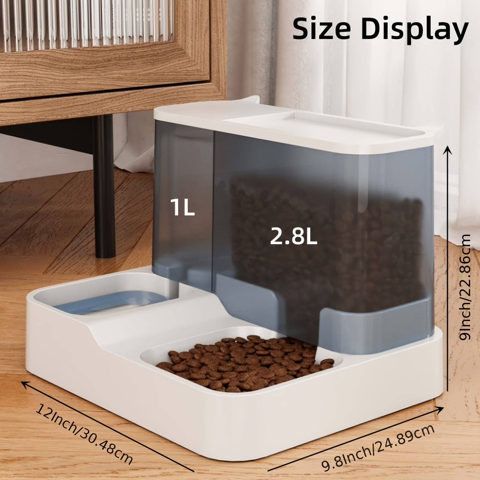 YIKELEATHER - 2-in-1 Automatic Pet Food Feeder And Water Dispenser, Gravity Design For Cats And Small Dogs (Grey): Gray