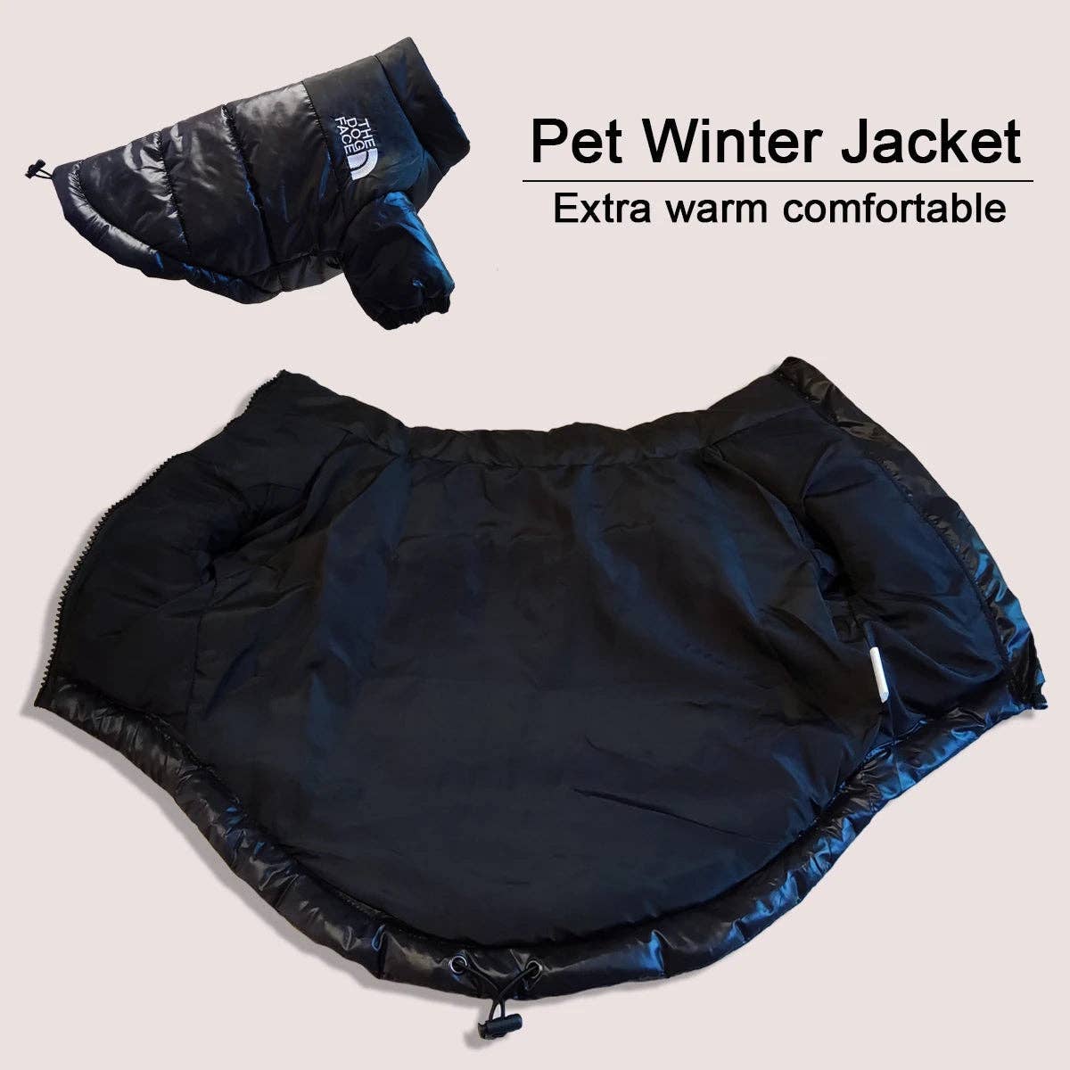 YIKELEATHER - Large Winter Pet Dog Clothes French Bulldog Puppy Warm Windproof Jacket Small Medium Dog Reflective Coat Chihuahua Pet Outfits: Black / M
