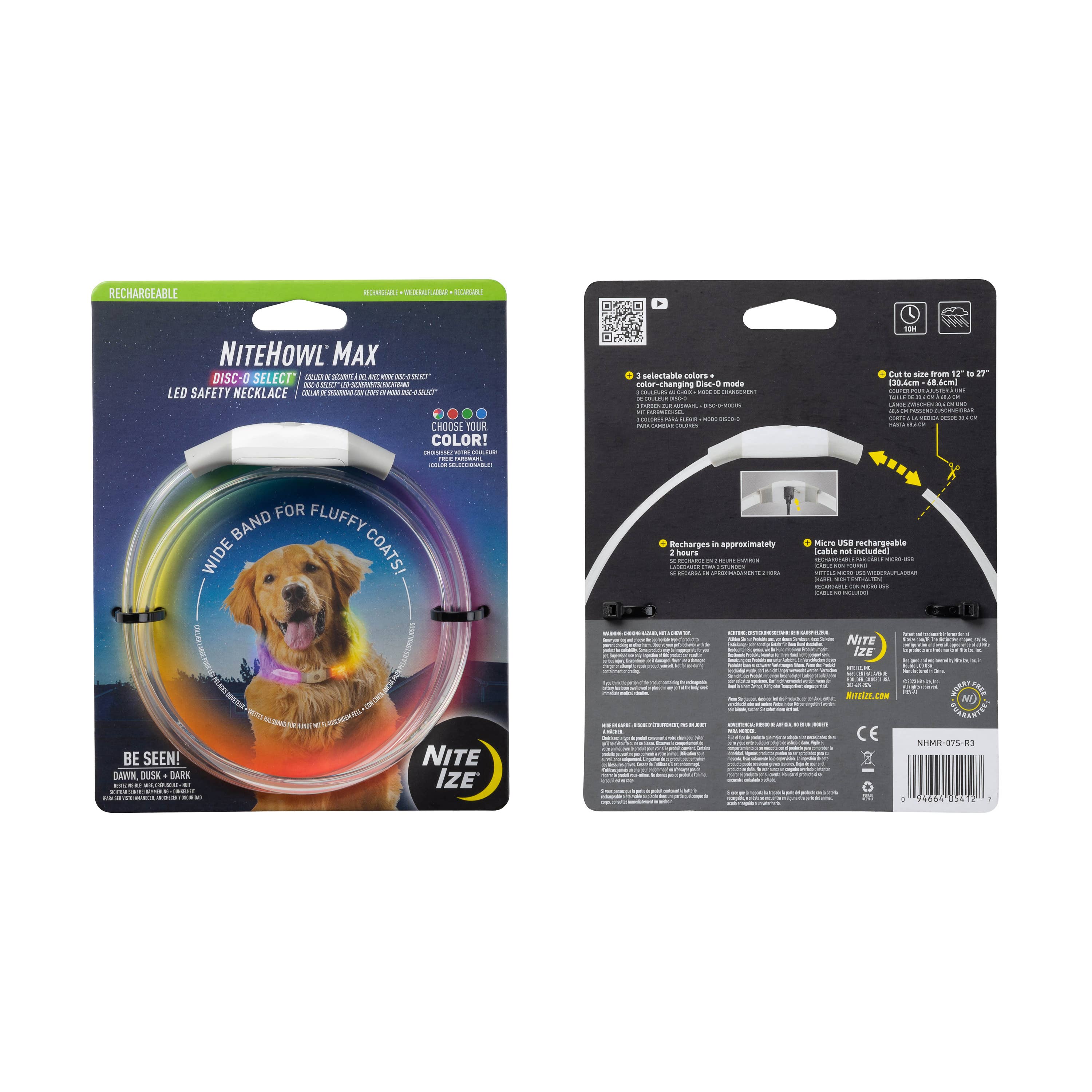 Pet Palette Distribution - Nite Ize NiteHowl Max Rechargeable LED Safety Necklace Disco