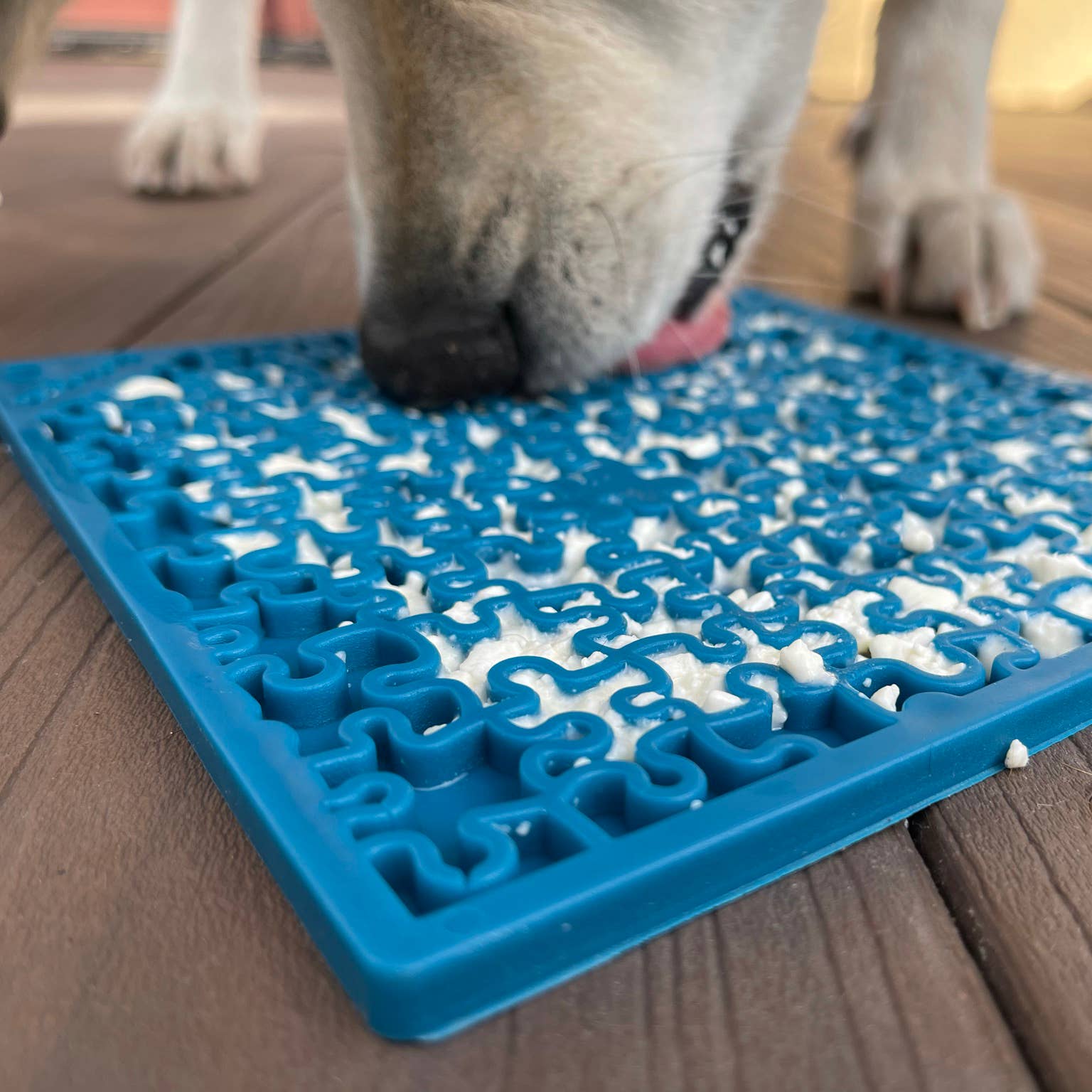 SodaPup Dog Toys - Jigsaw Design Emat Enrichment Licking Mat: Blue