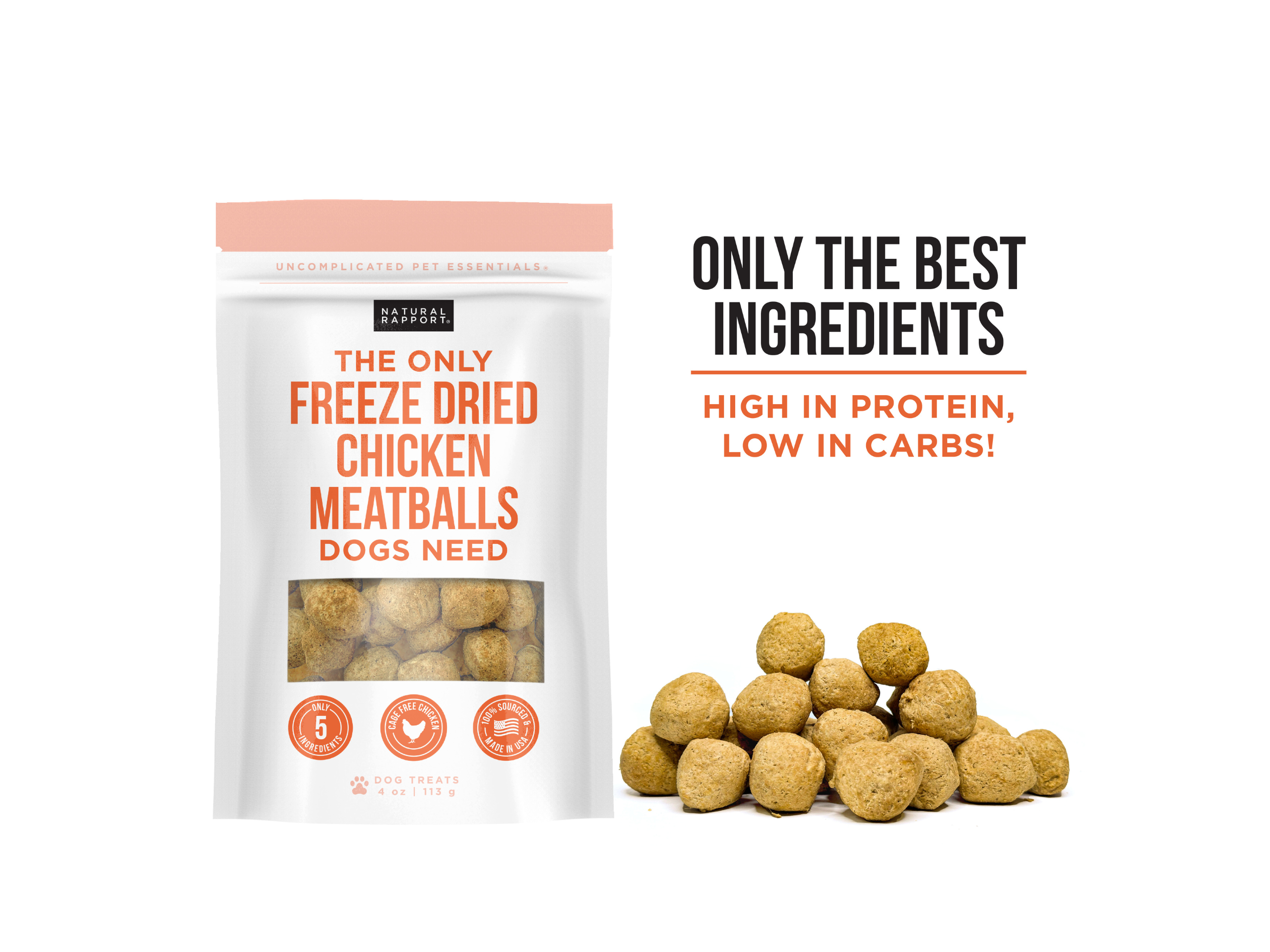 Natural Rapport - The Only Freeze Dried Chicken Meatballs Dogs Need: 4 oz