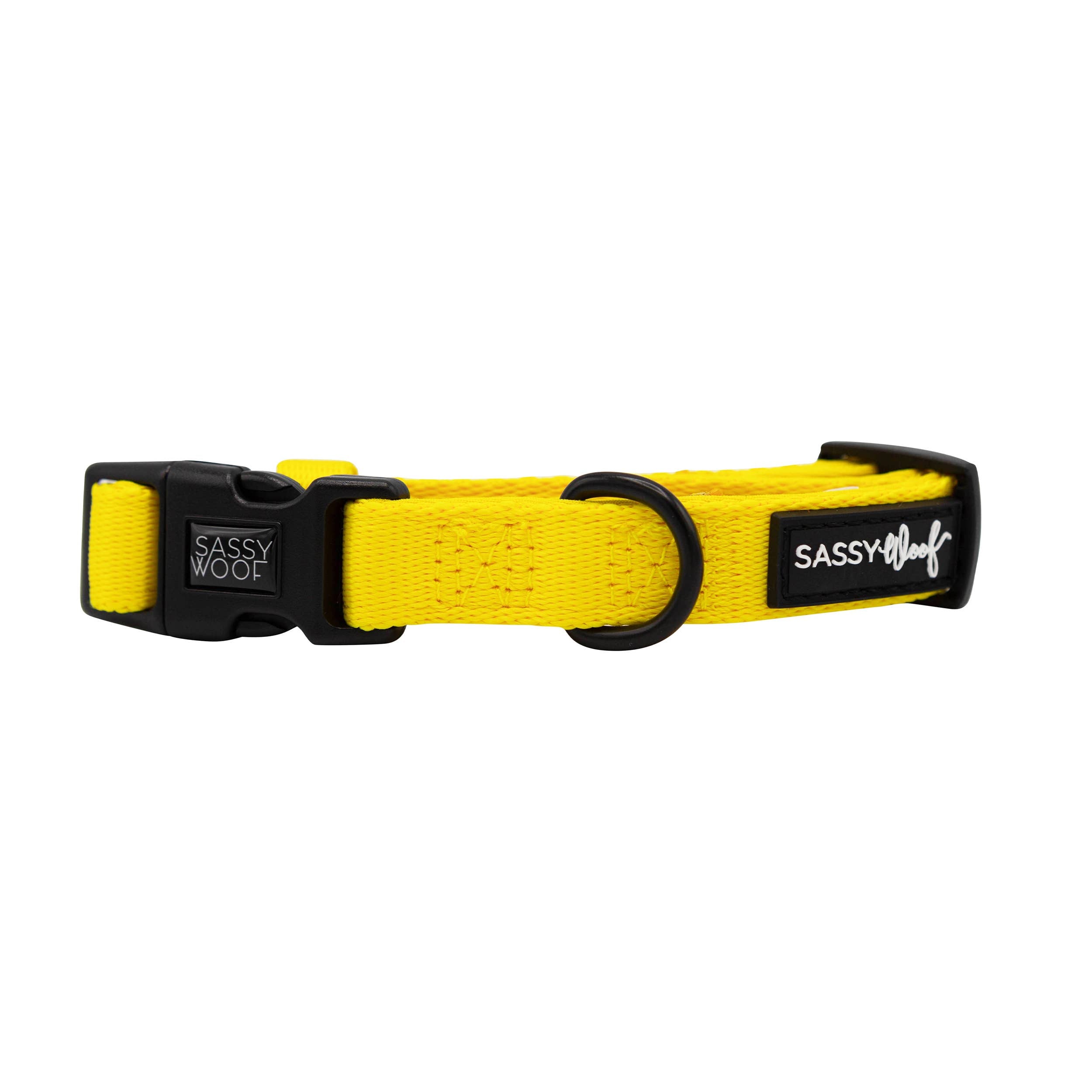 SASSY WOOF - Dog Collar - Neon Yellow: L