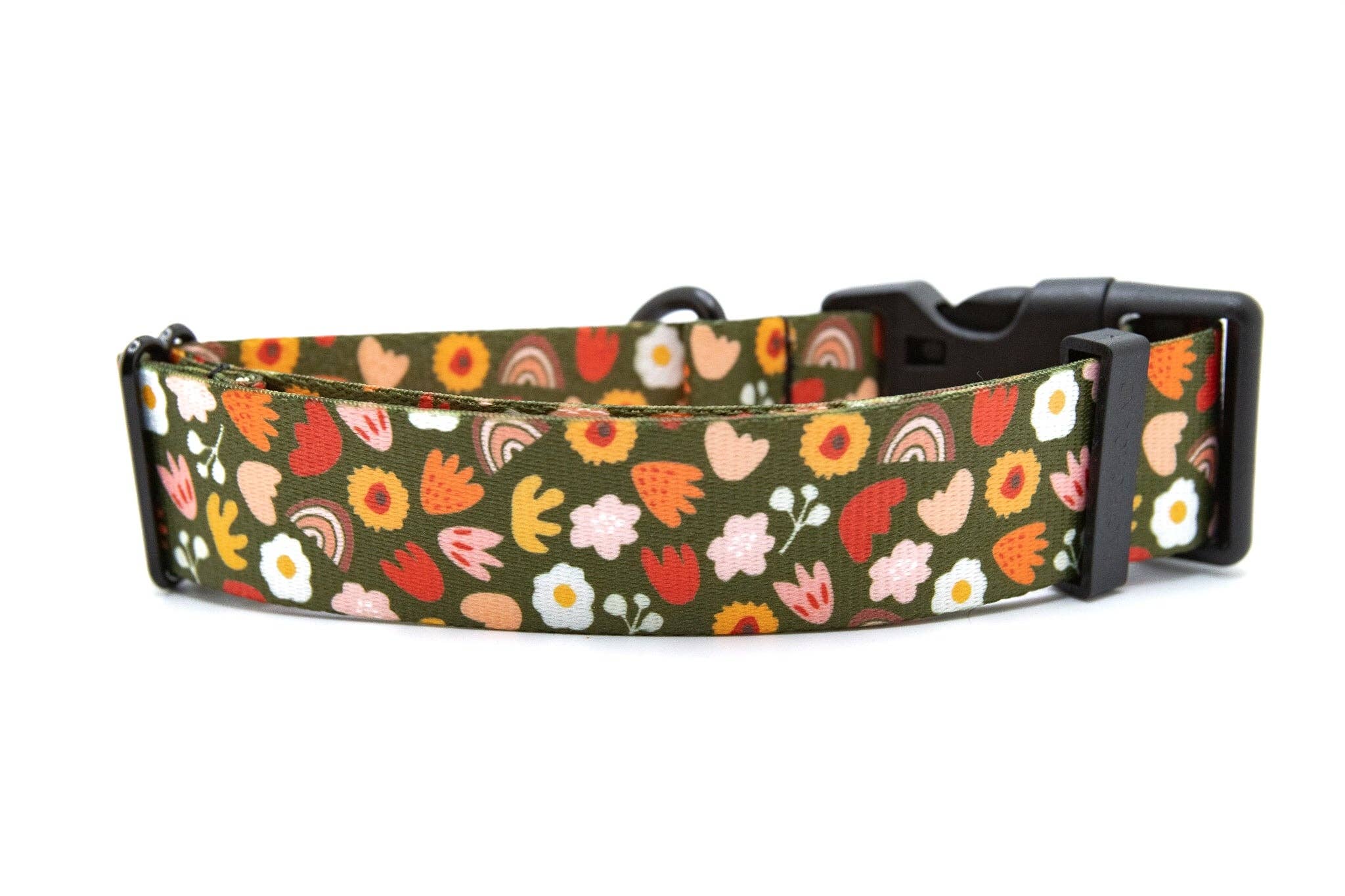 Pacific Hound Olive Boho Floral Large Dog Collar
