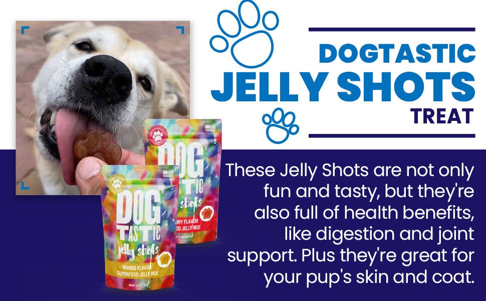SodaPup Dog Toys - Dogtastic Jelly Shots - Mango Flavor: Dogtastic Jelly Shots gelatin mix for dogs - Mango Flavor