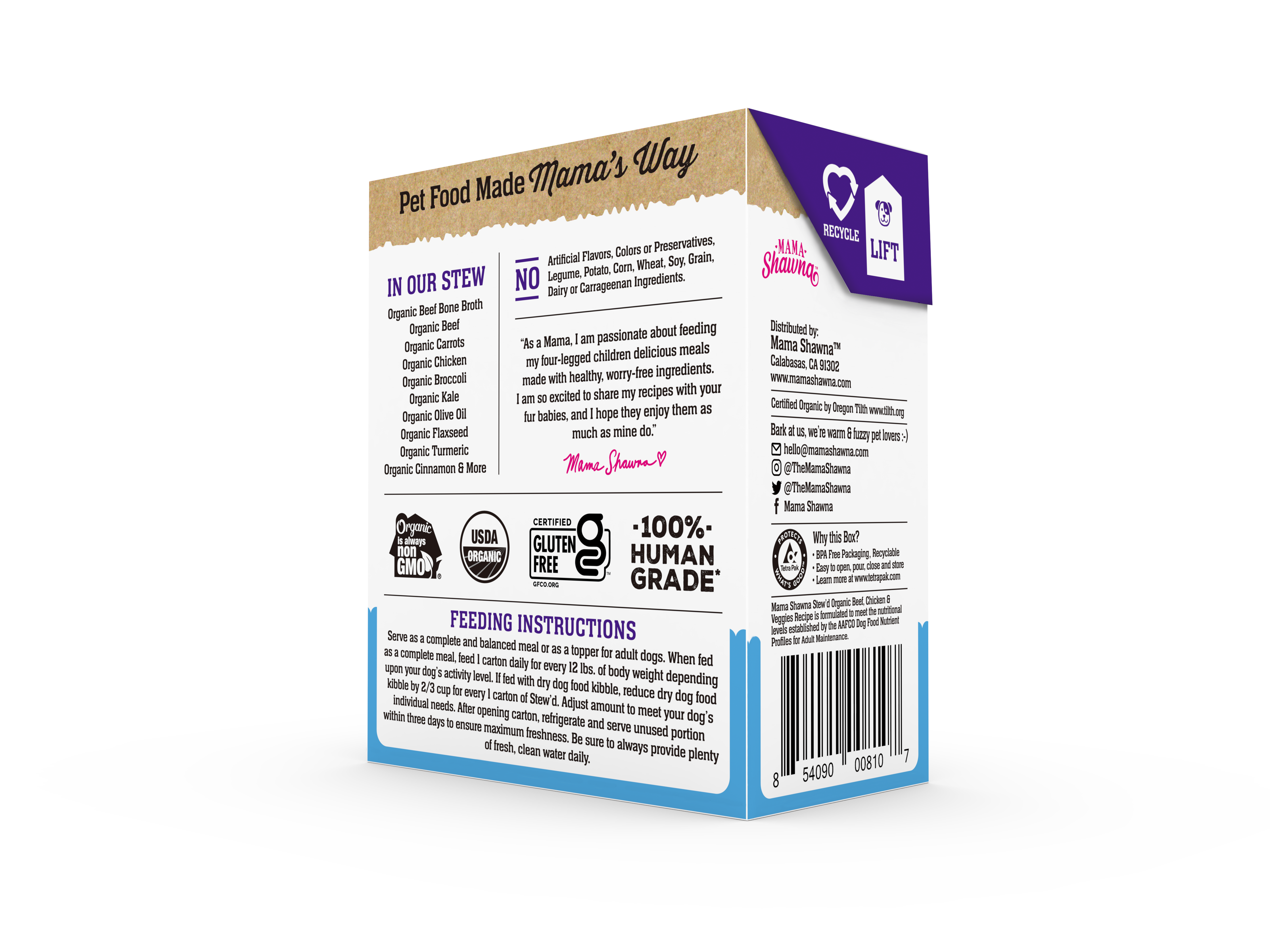 Mama Shawna - Stew'd Organic Dog Beef, Chicken & Veggies Recipe: Green