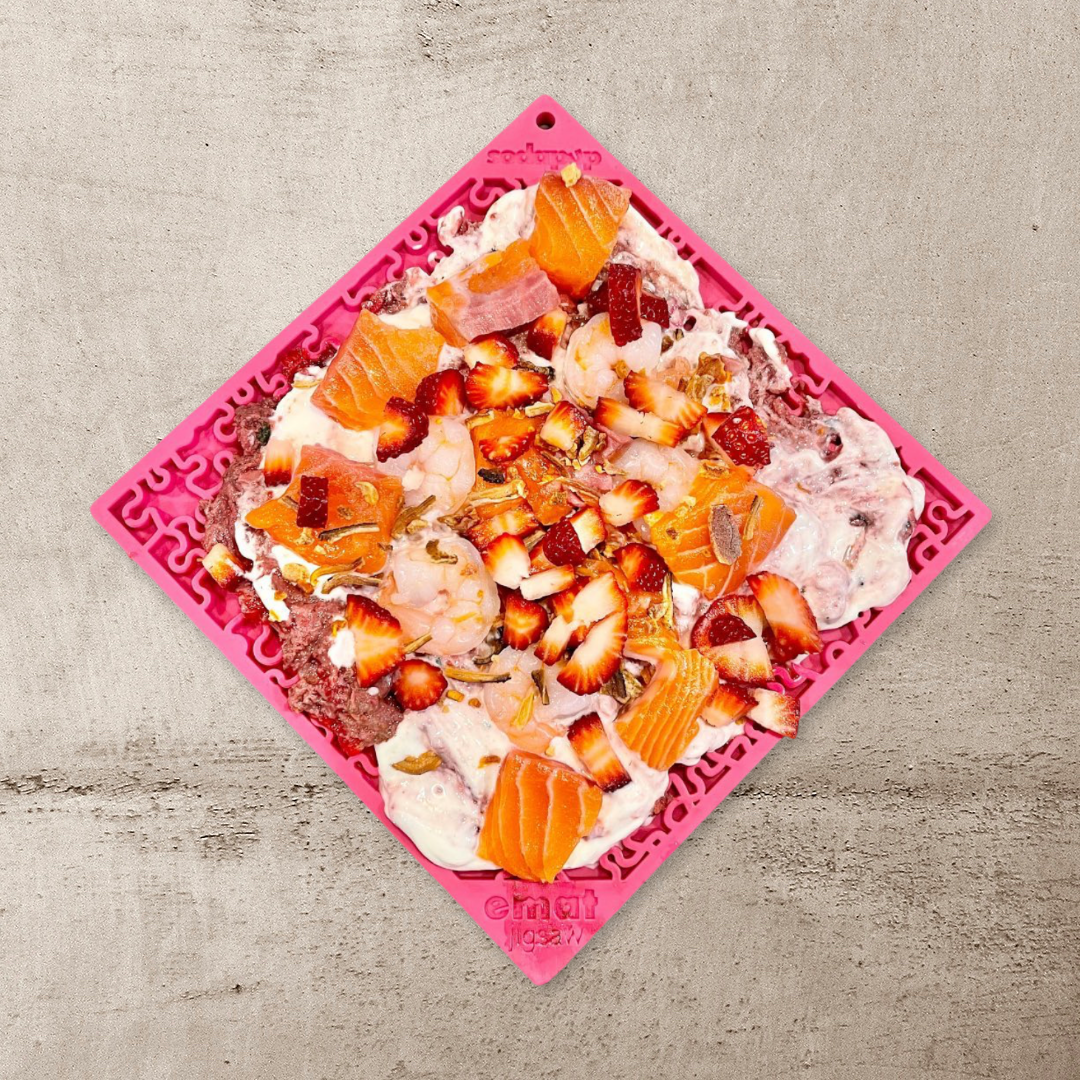 SodaPup Dog Toys - Jigsaw Design Emat Enrichment Licking Mat: Blue