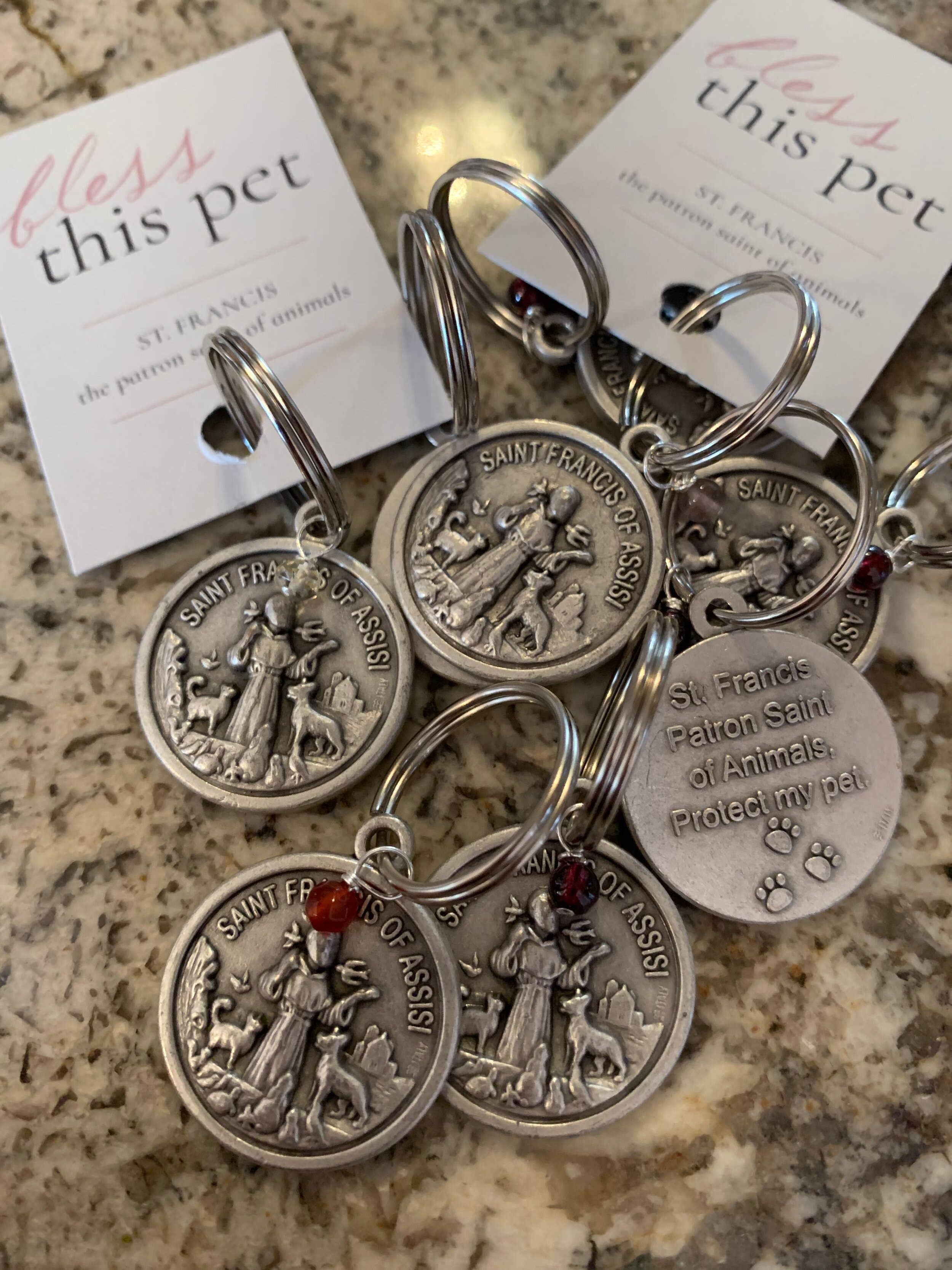 Bless this Pet Tag with Gemstone - Dog/Cat Charm