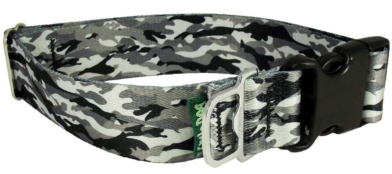 Cycle Dog - Ecoweave Snow Camo Dog Collar: Latch-Lock Metal Buckle / Large / Standard