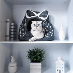 Dharma Dog Karma Cat - Owl Wool Pet Cave: Grey