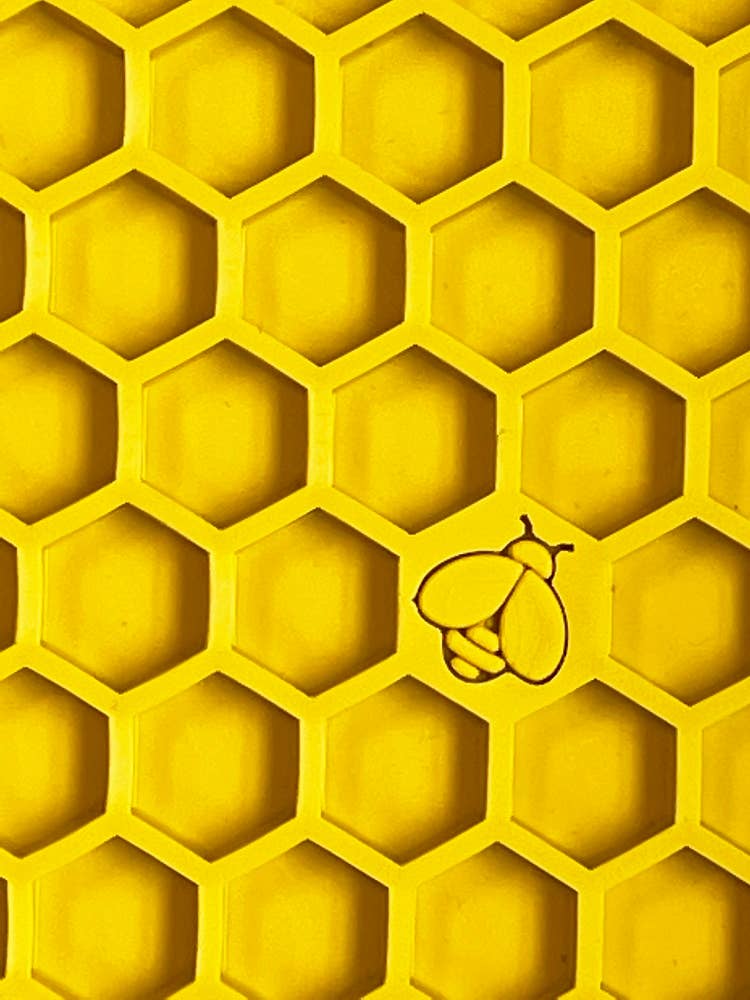 SodaPup Dog Toys - Honeycomb Design Emat Enrichment Licking Mat - Yellow - Larg: Small