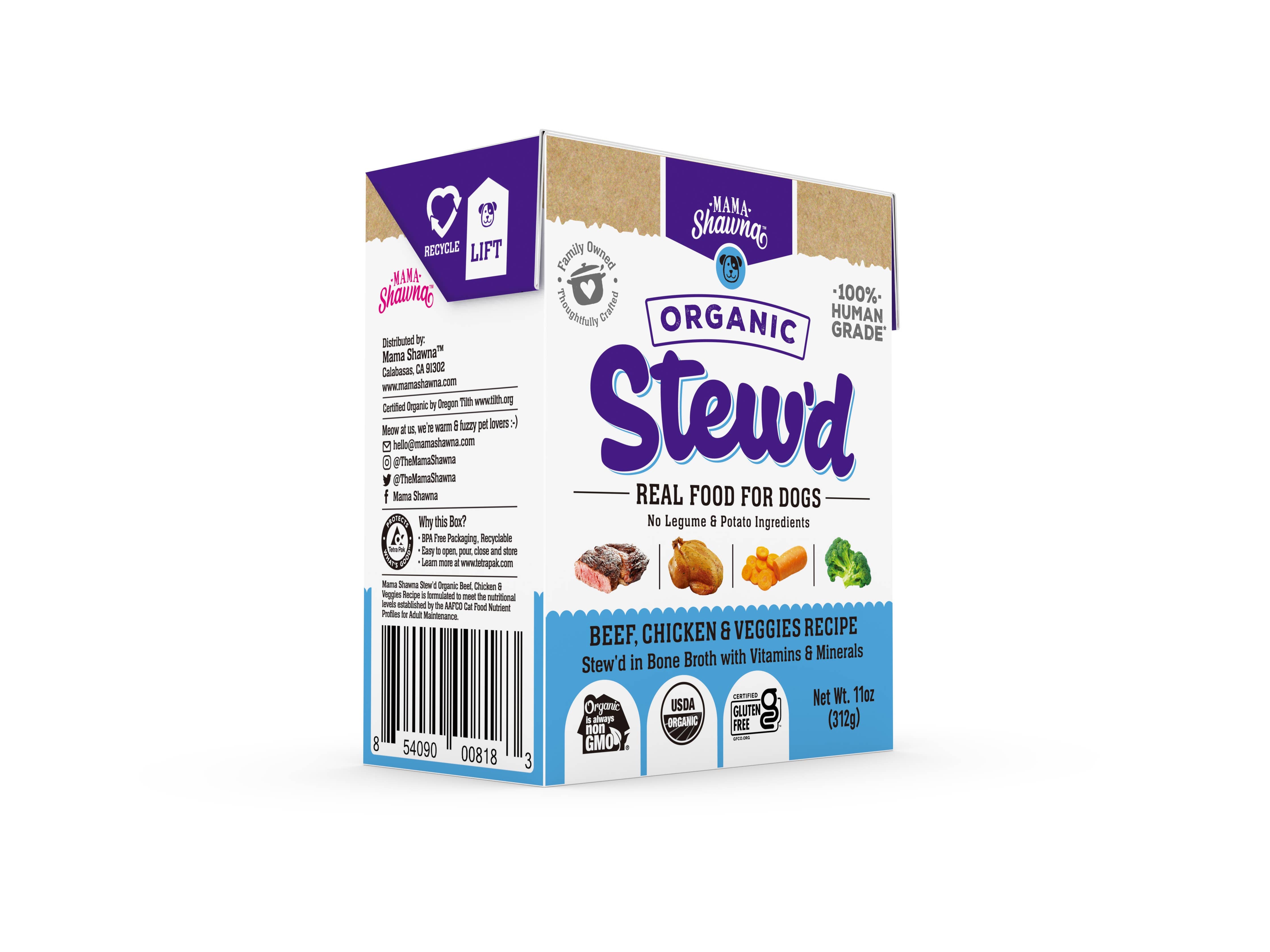 Mama Shawna - Stew'd Organic Dog Beef, Chicken & Veggies Recipe: Green