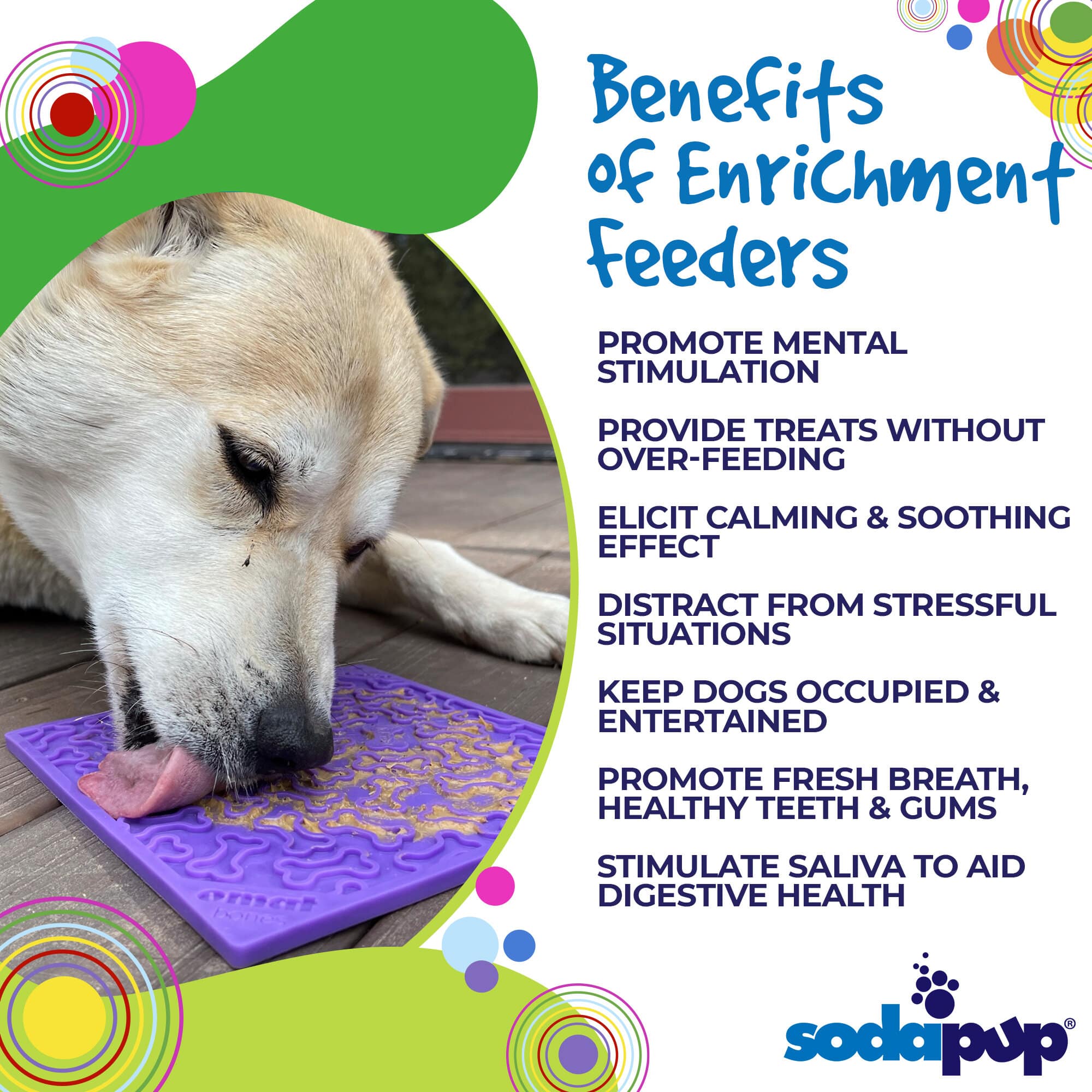 SodaPup Dog Toys - Bones Design Emat Enrichment Licking Mat: Purple Bones E-Mat
